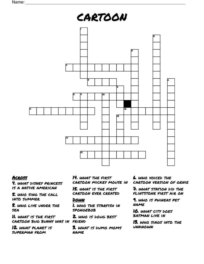 Cartoon Crossword WordMint