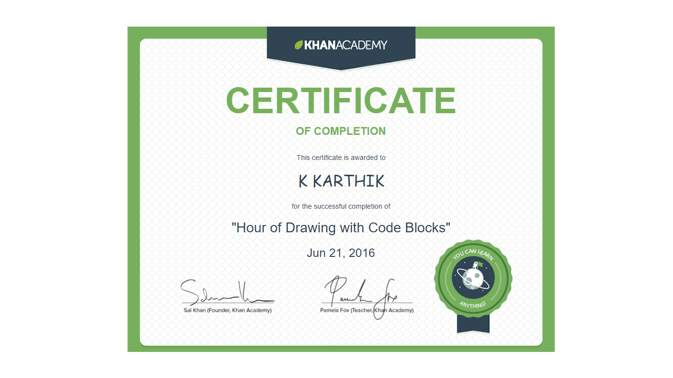 Certificate Khan Academy Ios