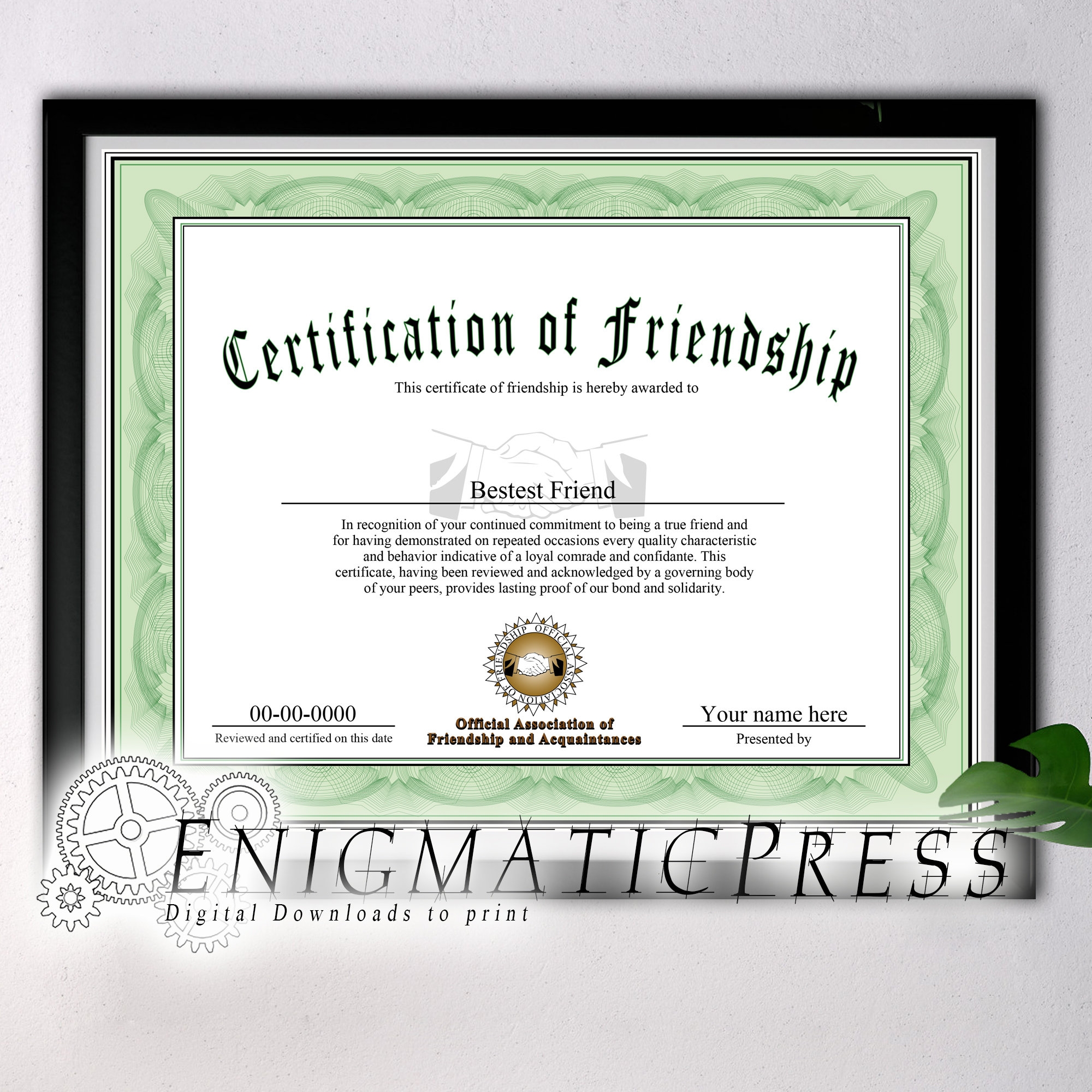 Best Friend Certificate Printable