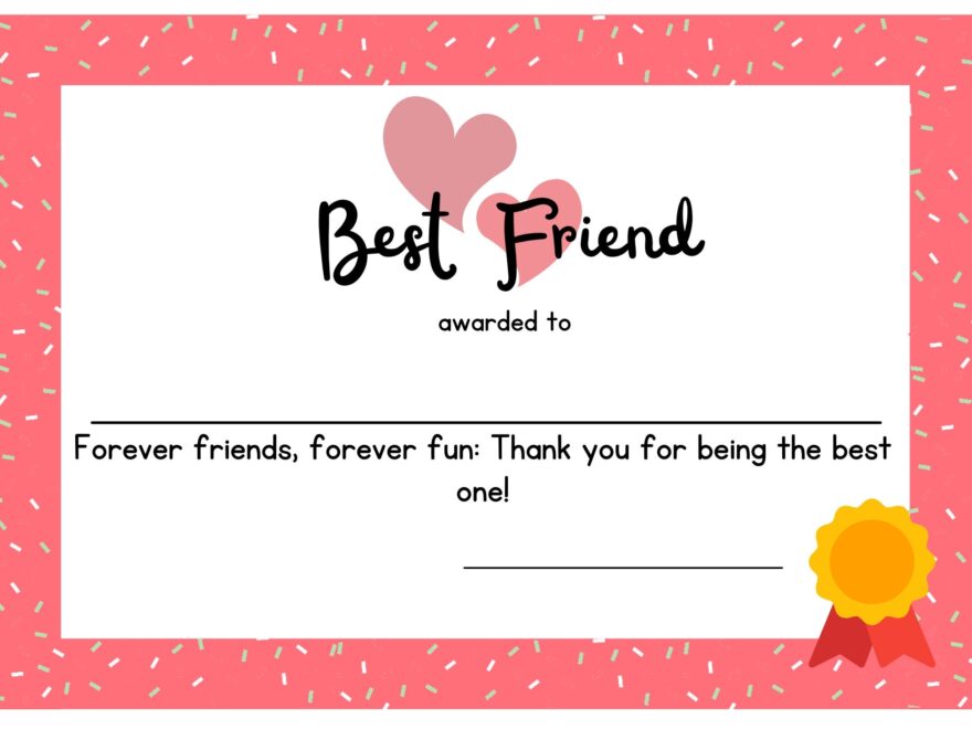 Certificate Of Friendship Award Style Gift With Editable Text Home Printable Digital Download Pdf Etsy