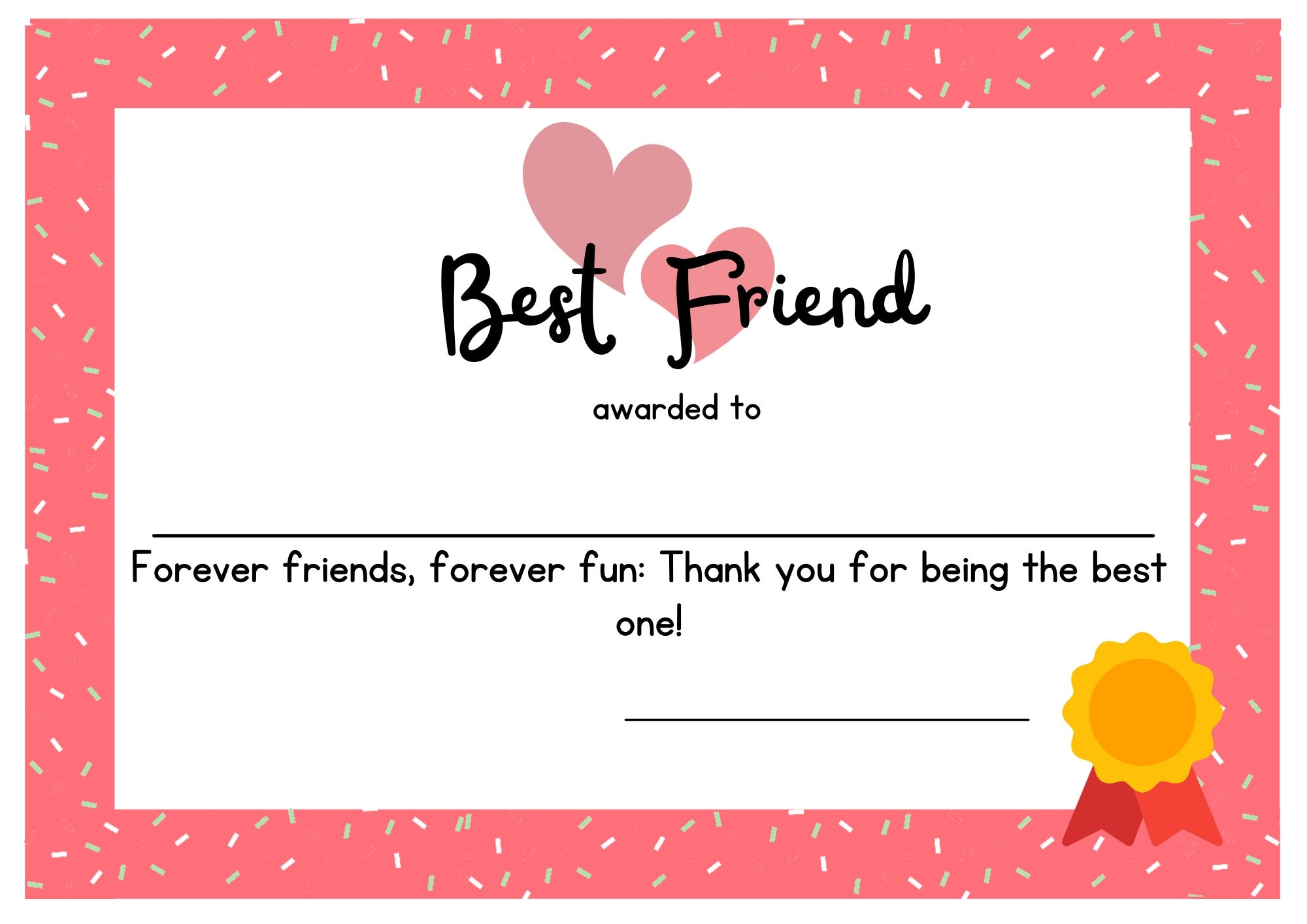Certificate Of Friendship Award Style Gift With Editable Text Home Printable Digital Download Pdf Etsy