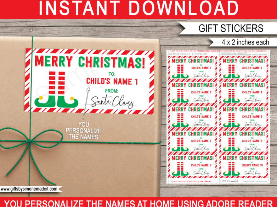 Christmas Gift Tags Template Printable Gift Labels From Santa Claus