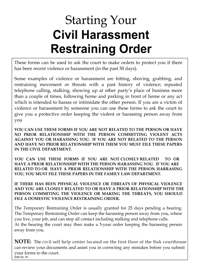Free Printable Restraining Order Forms