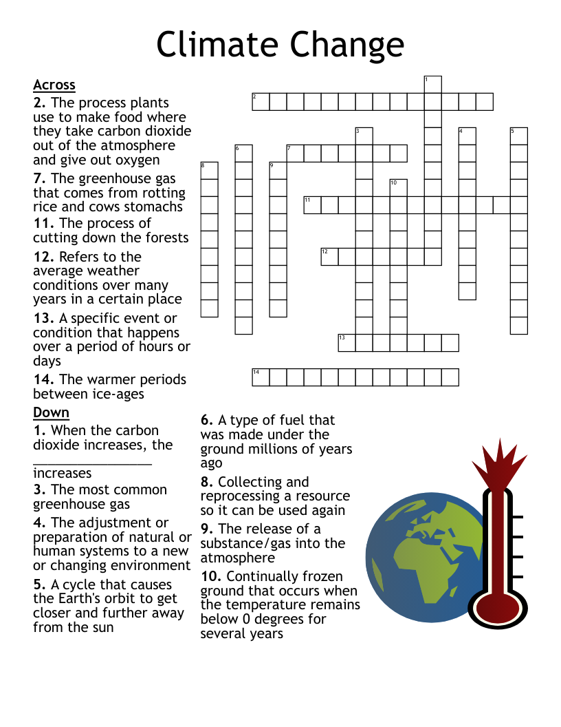 Climate Change Crossword WordMint