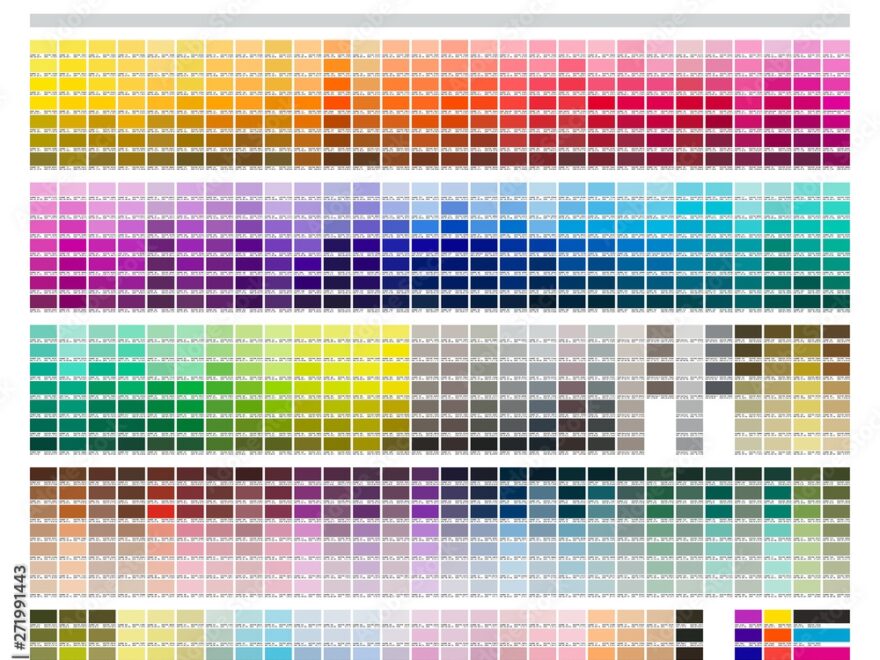 Color Chart Print Test Page Color Numbers Or Names RGB CMYK Pantone HEX HTML Codes Vector Color Palette Stock Vector Adobe Stock