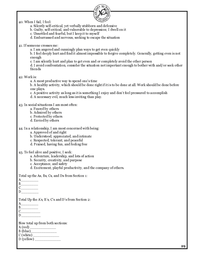 Color Code Personality Test Pdf Fill Out Sign Online DocHub