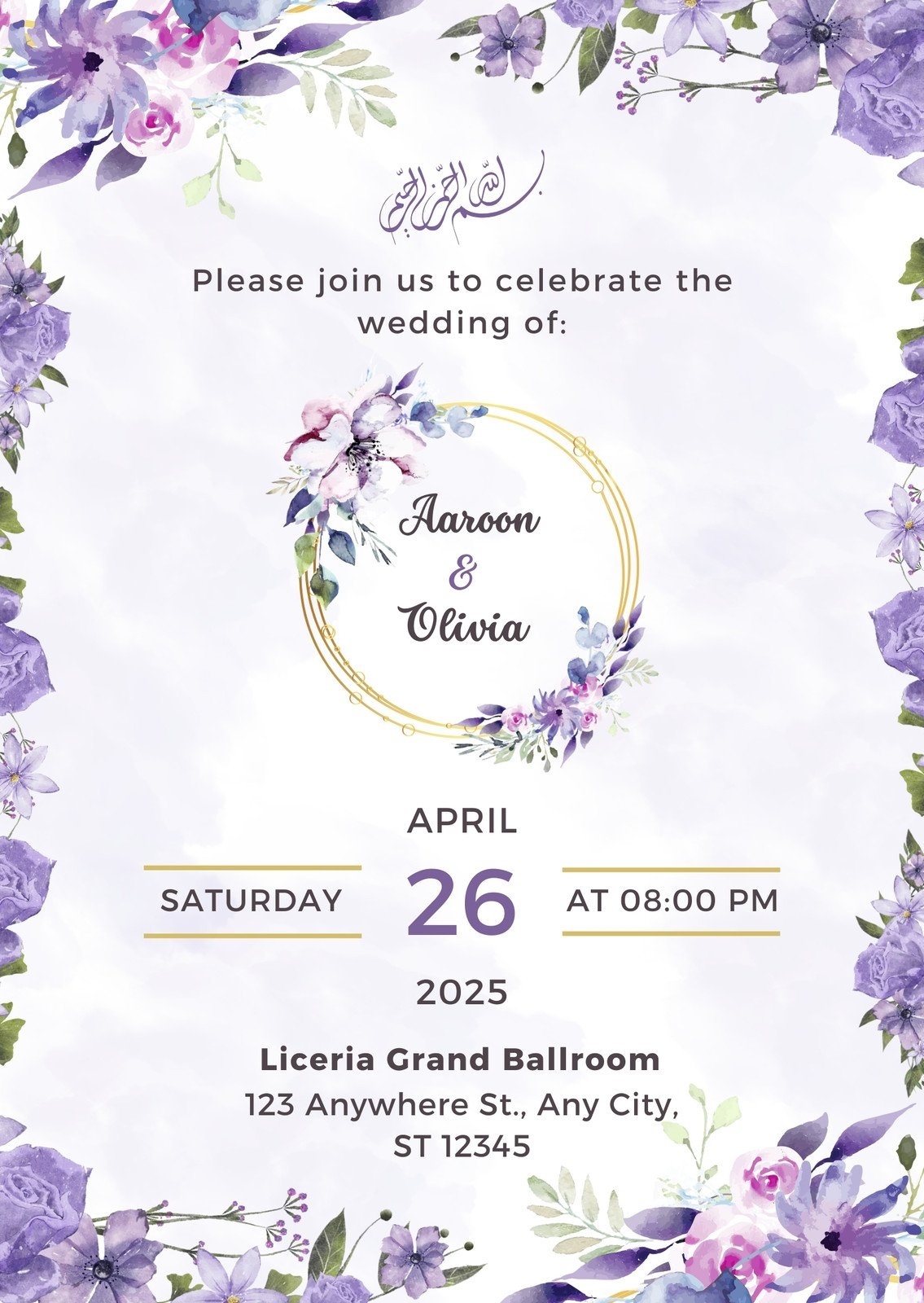 Customize 1 059 Purple Wedding Invitation Templates Online Canva