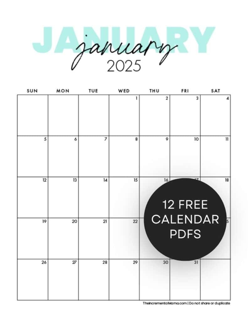 Printable Calendar Pages 2025