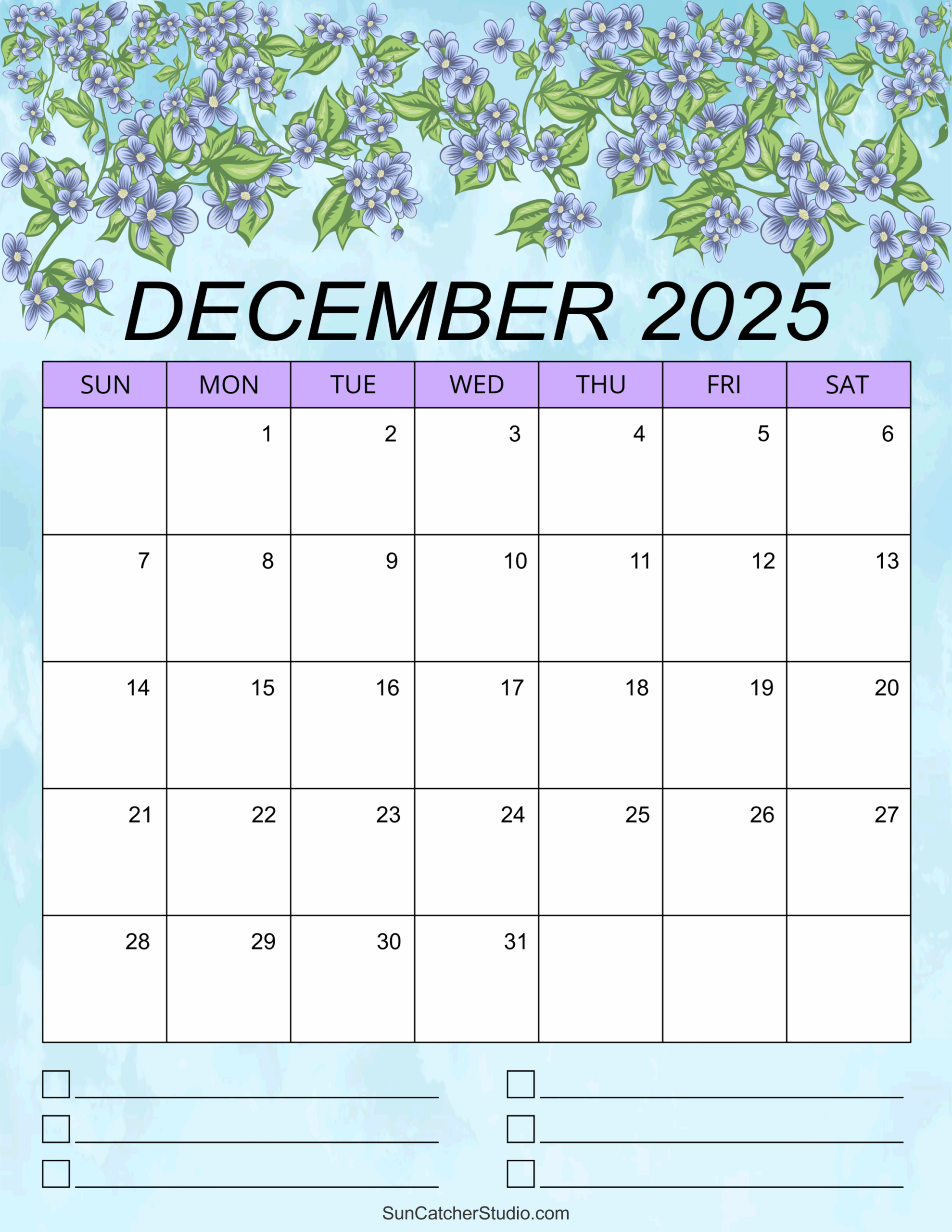 December Printable Calendar 2025 Word
