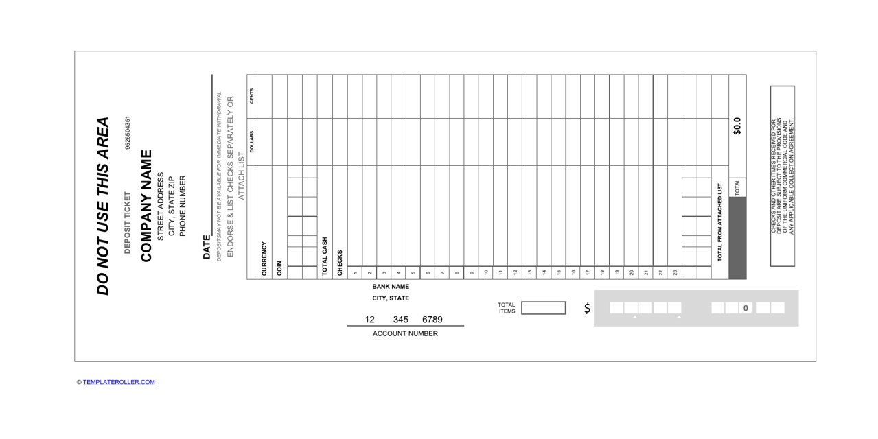 Free Printable Deposit Slip Template