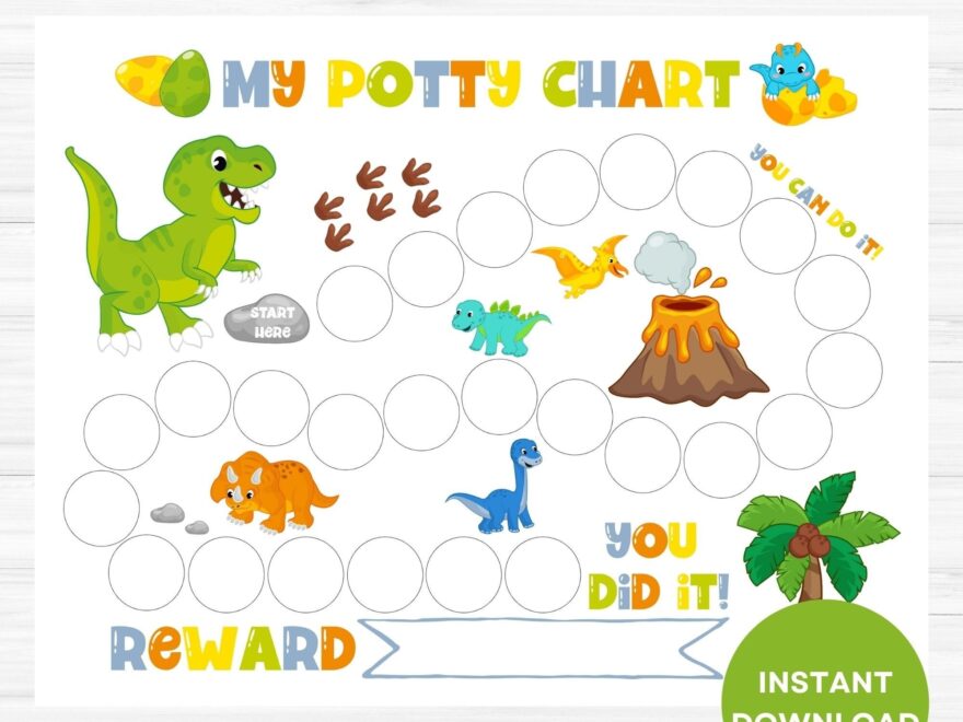 Dinosaur Potty Chart Printable Potty Training Chart Boy Sticker Chart Reward Chart Toilet Training Chart Etsy