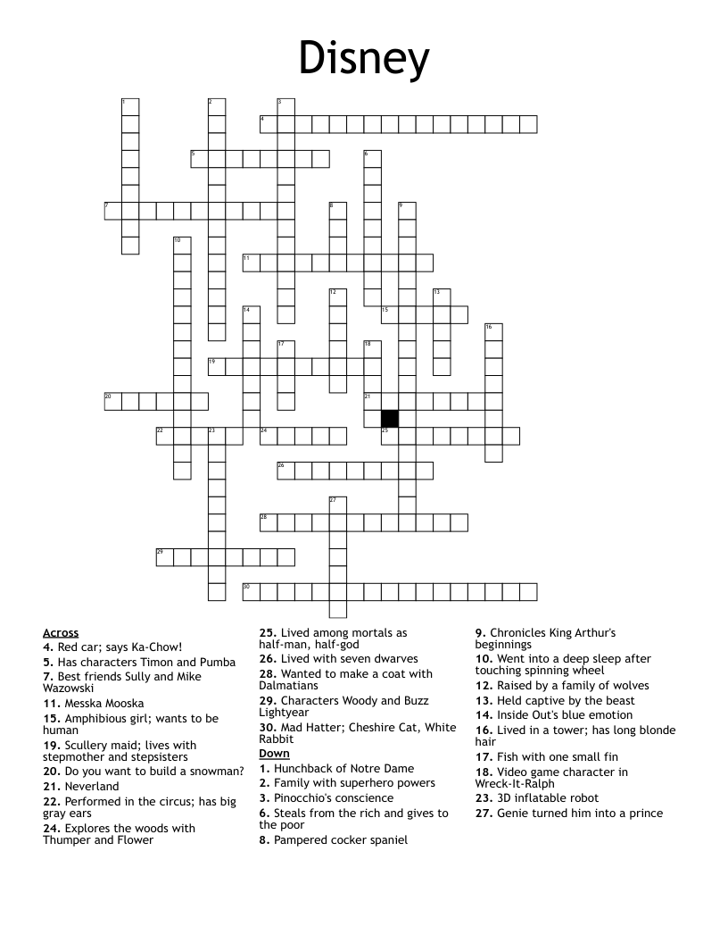 Big Crossword Puzzle Printable