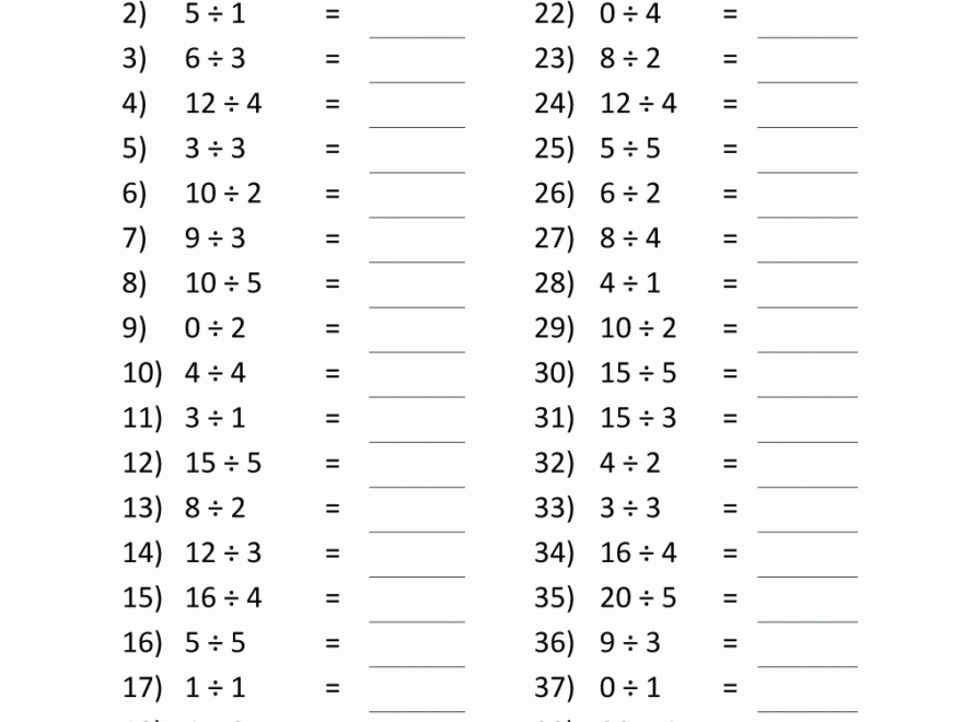 Division Facts Worksheets
