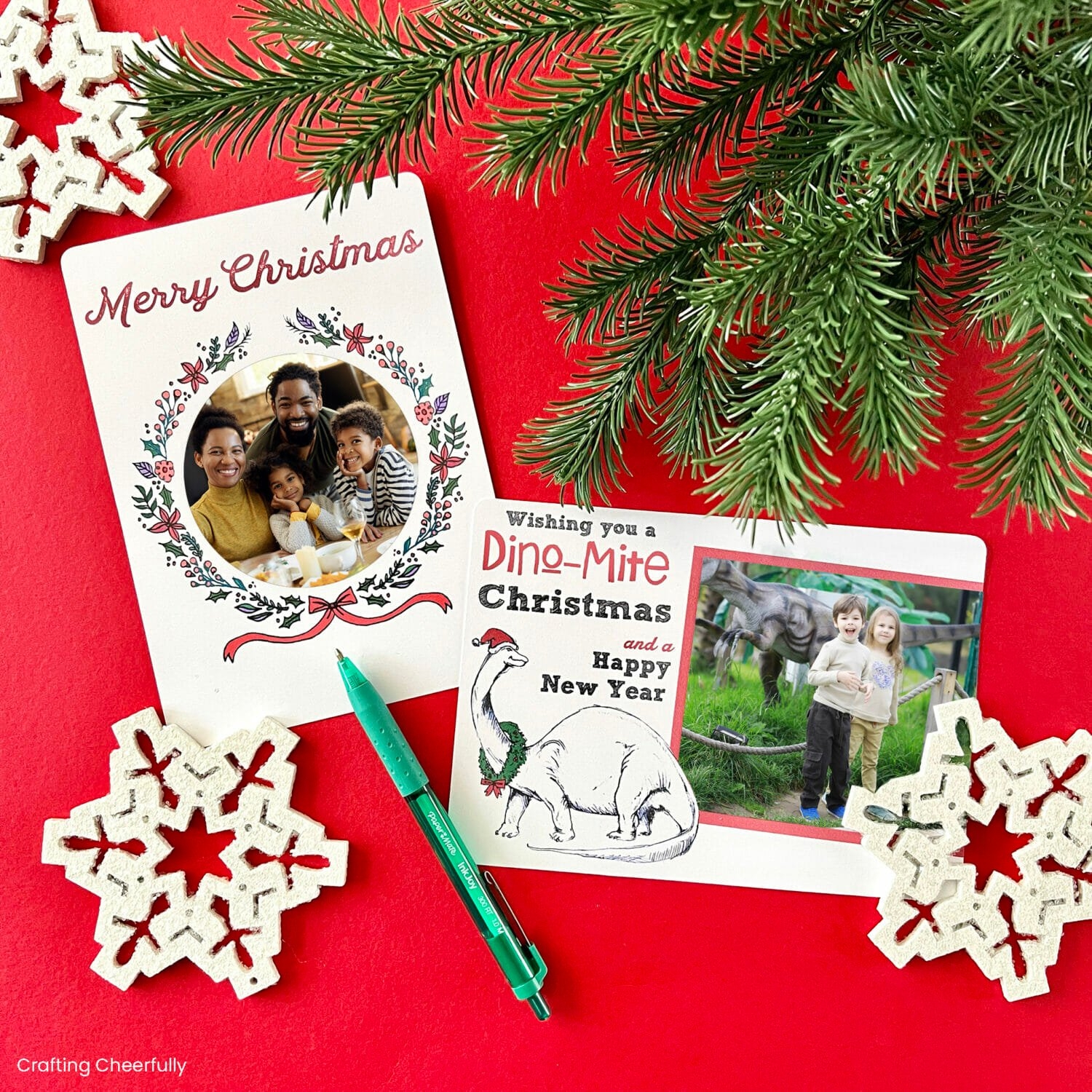 DIY Holiday Photo Cards 2 Free Printable Designs Crafting Cheerfully