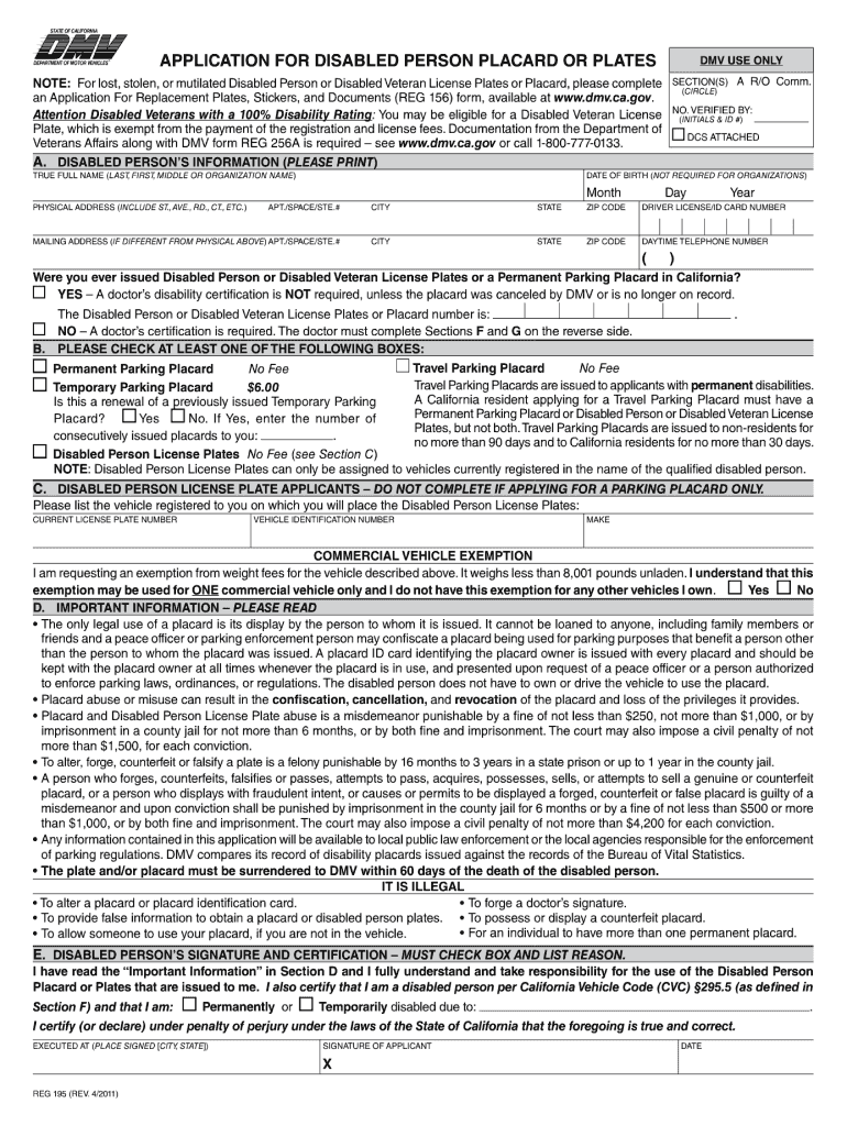 Dmv Forms Handicap Fill Online Printable Fillable Blank PdfFiller