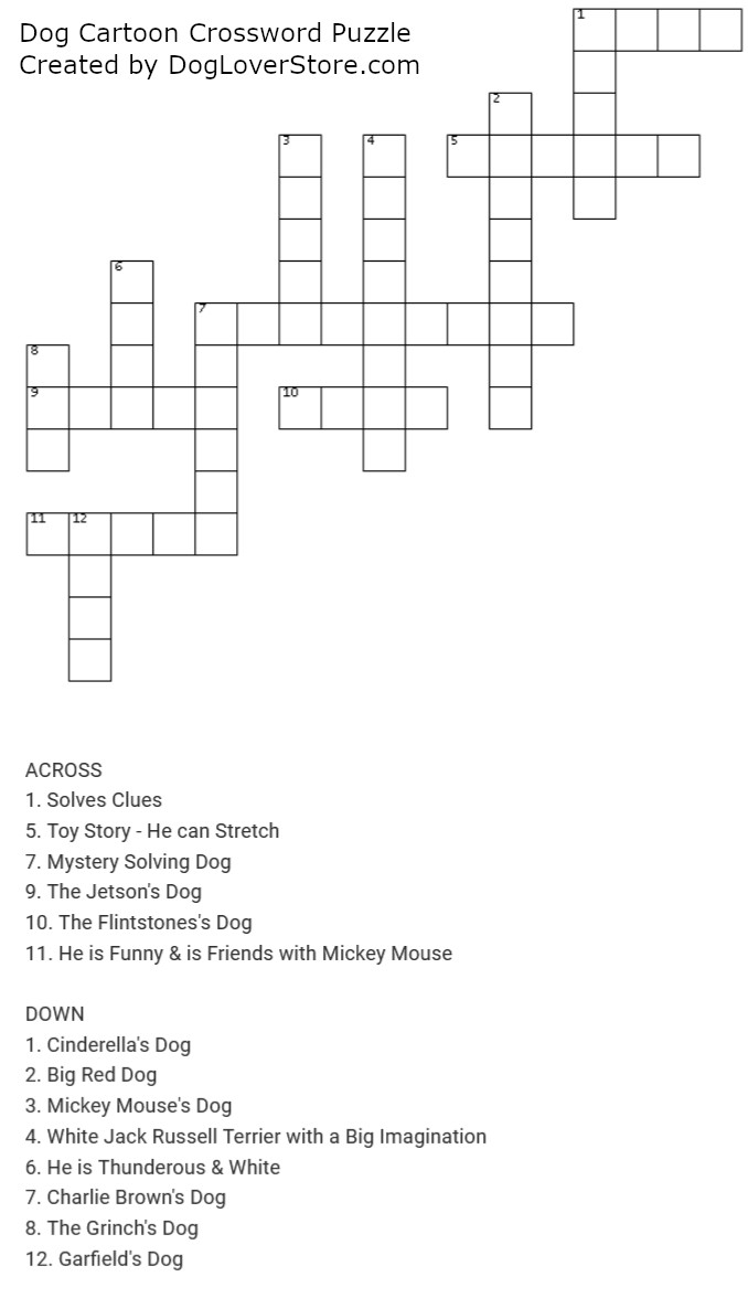 Cartoon Printable Crossword Puzzle