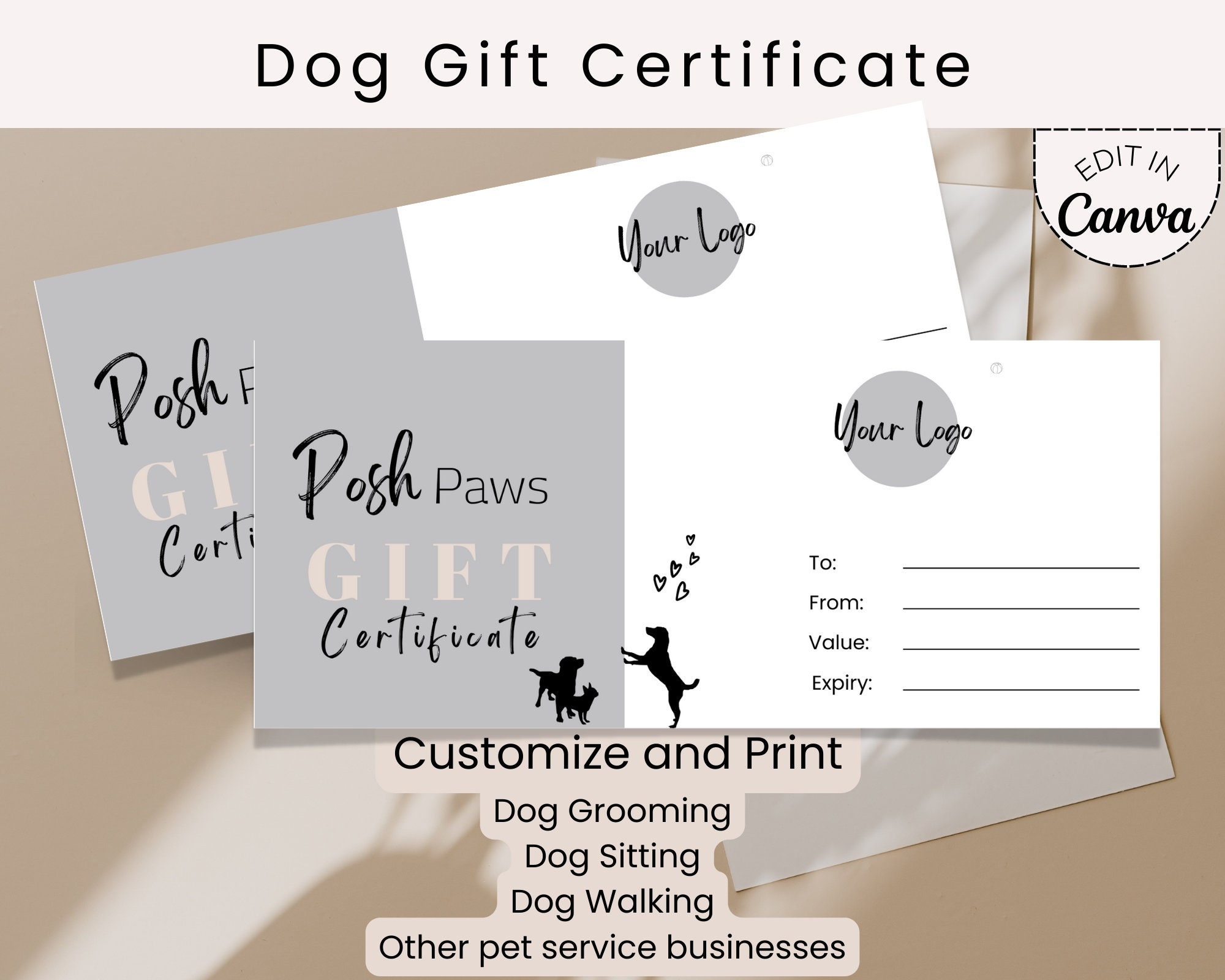 Christmas Dog Groming Gift Certificate Printable Free