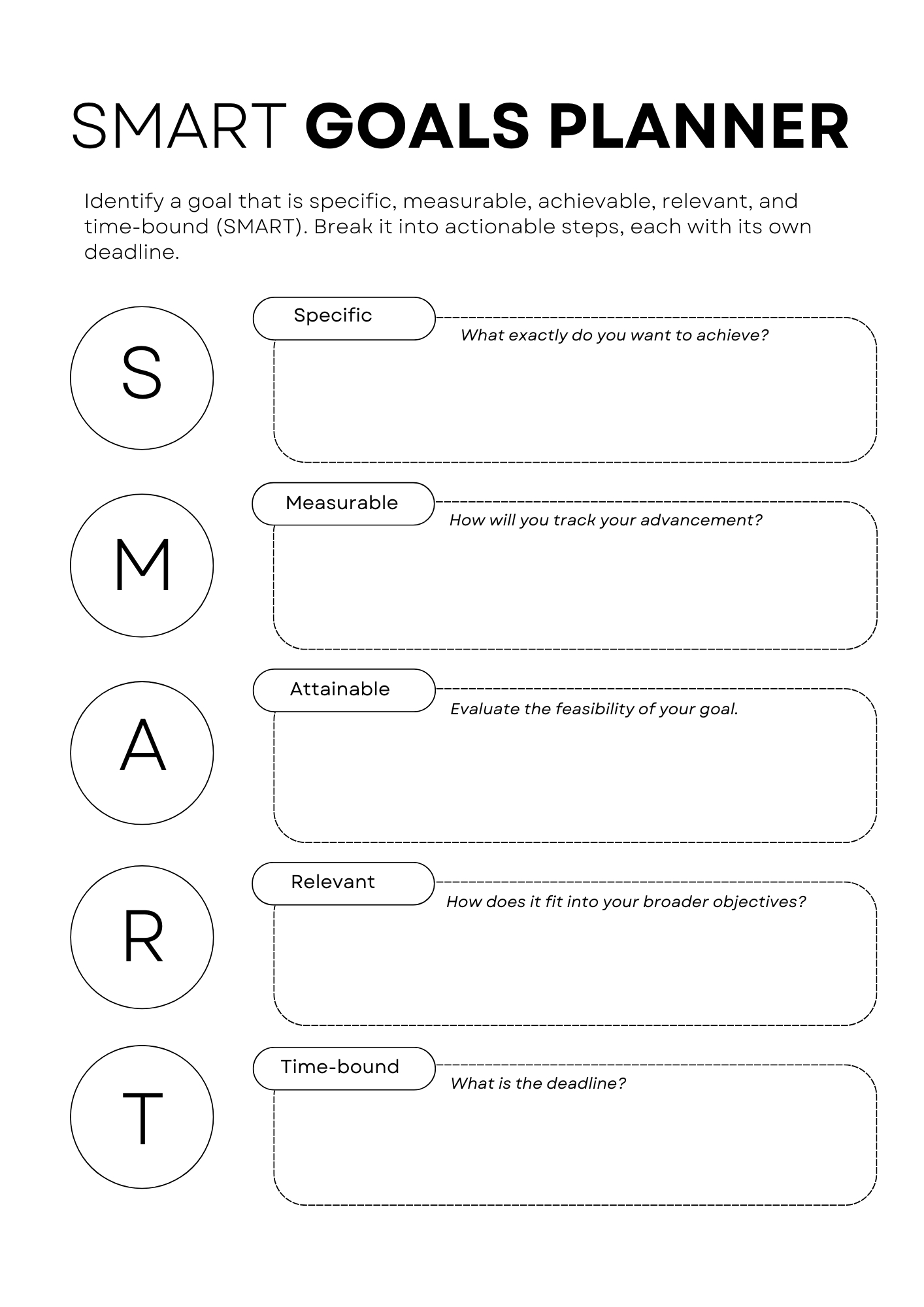 Smart Goal Template Printable