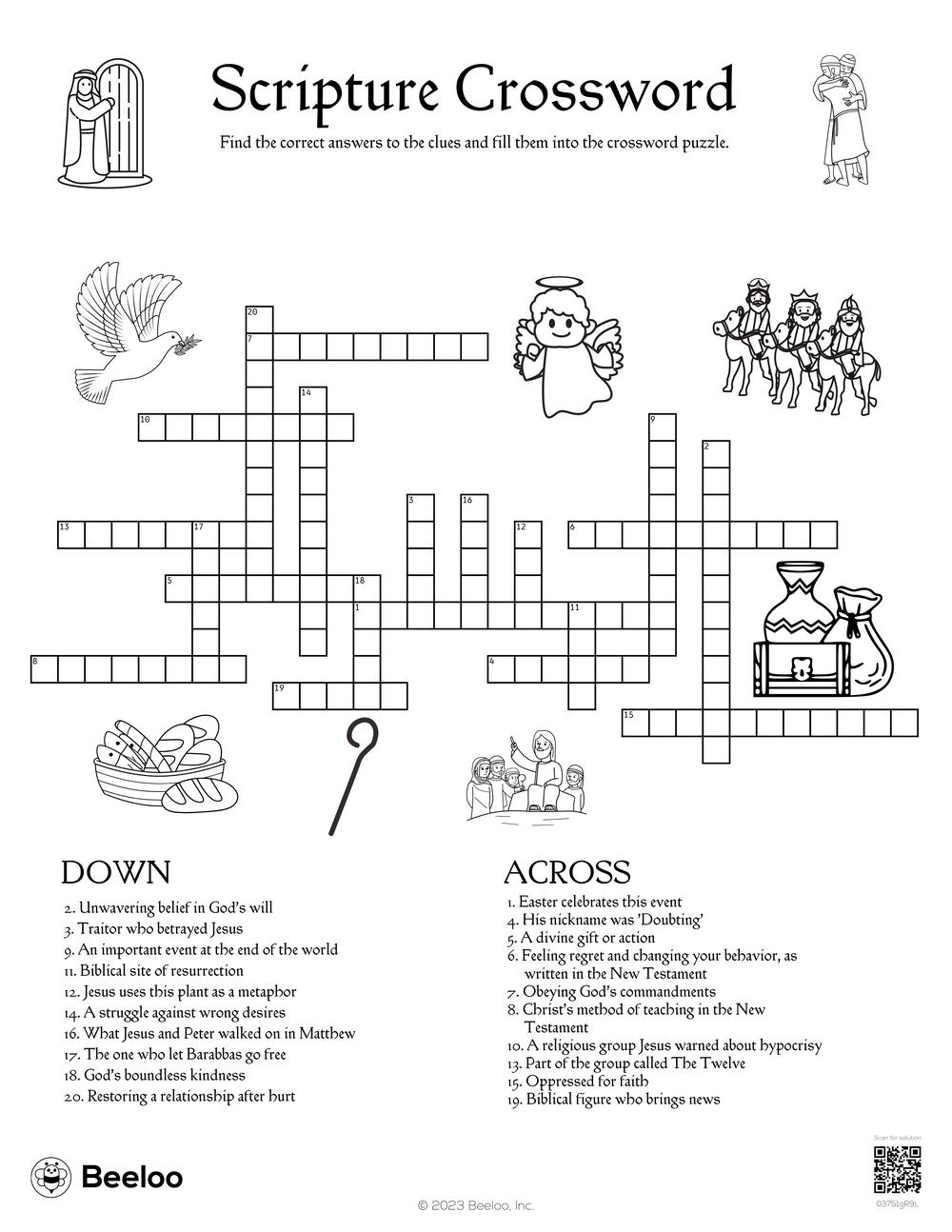 Printable Sunday School Crossword Puzzles