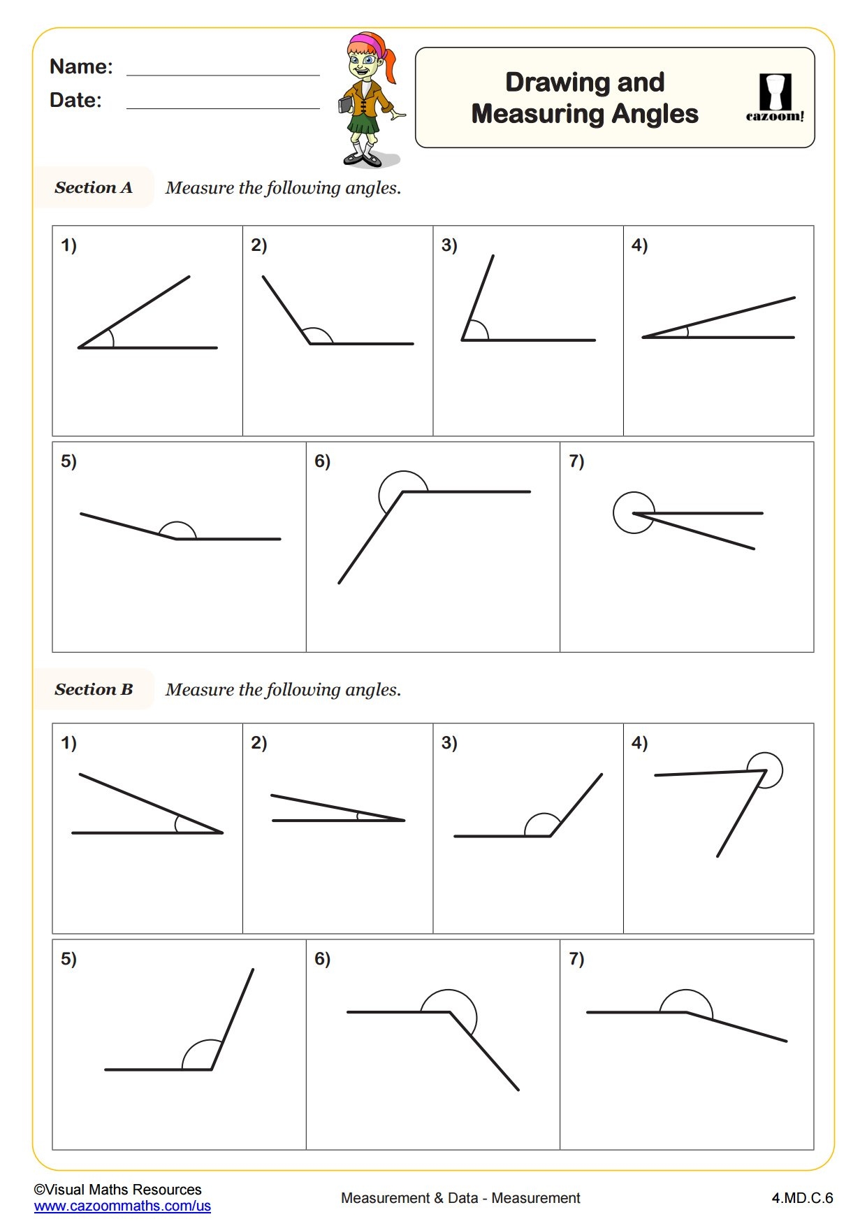 Drawing And Measuring Angles Fun And Engaging 4th Grade PDF Worksheets