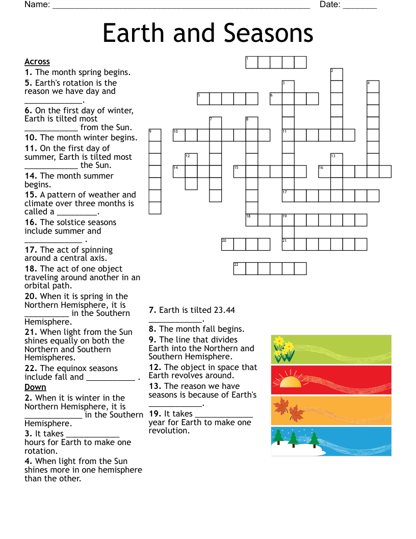 Earth And Seasons Crossword WordMint