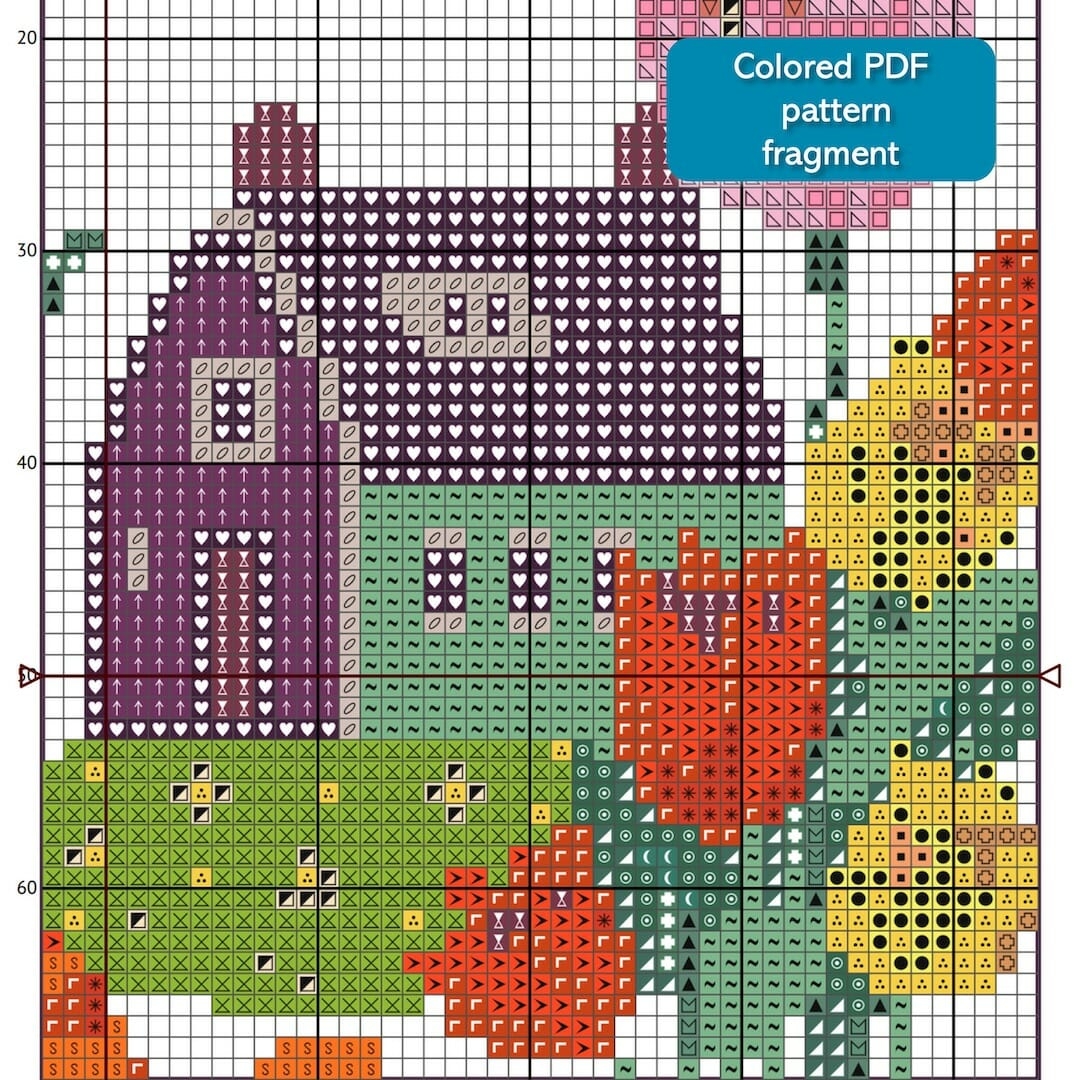 Easter Bunny In The Garden Cross Stitch Printable PDF Pattern