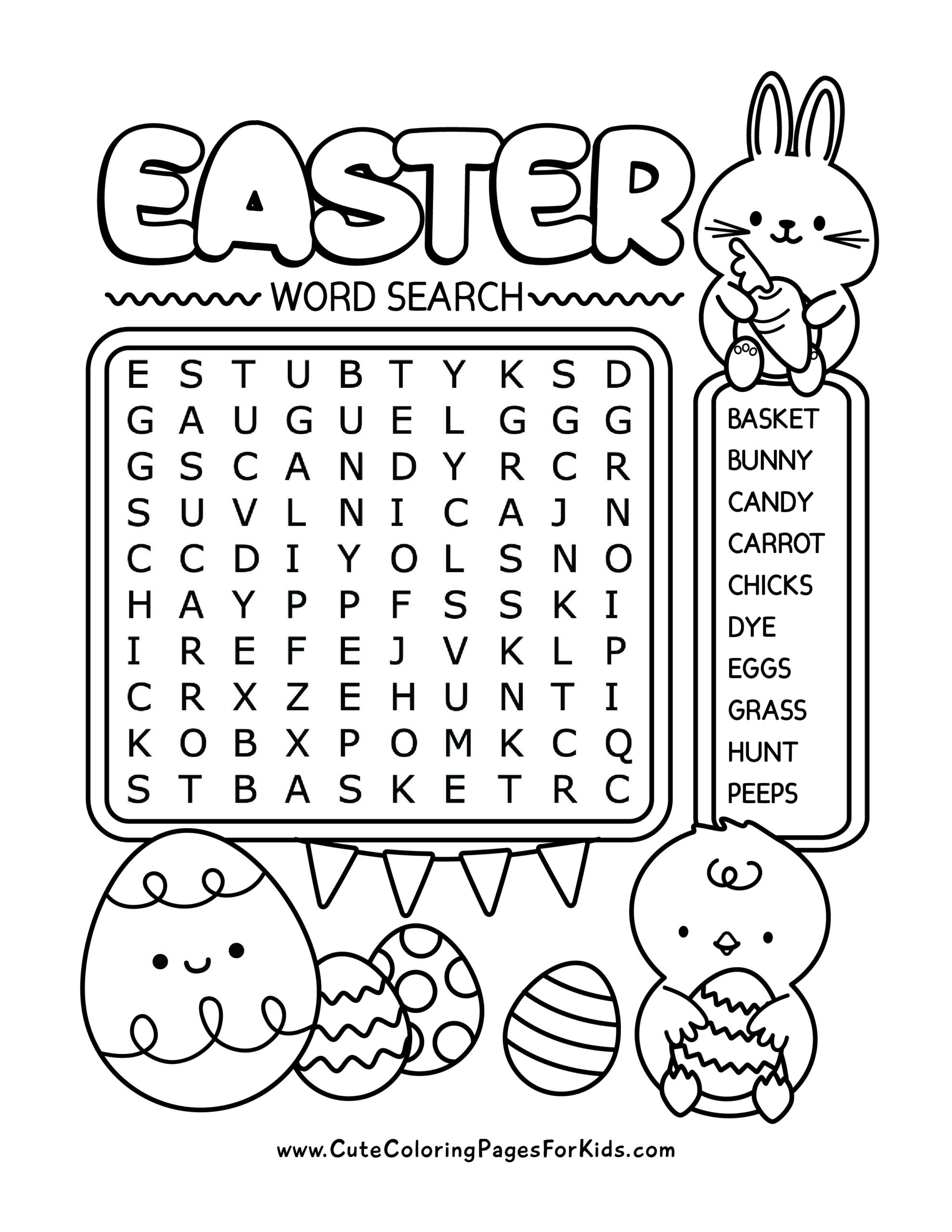 Printable Coloring Pages And Word - Easter Word Search Free Printable Activity For Kids Cute Coloring Pages For Kids