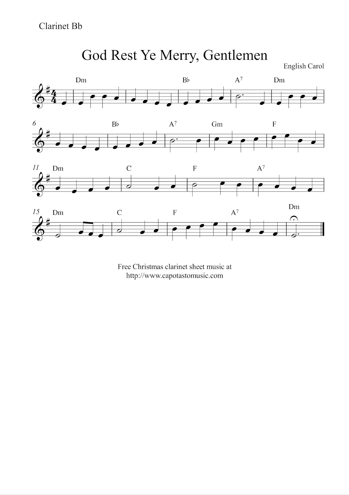 Free Printable Clarinet Sheet Music