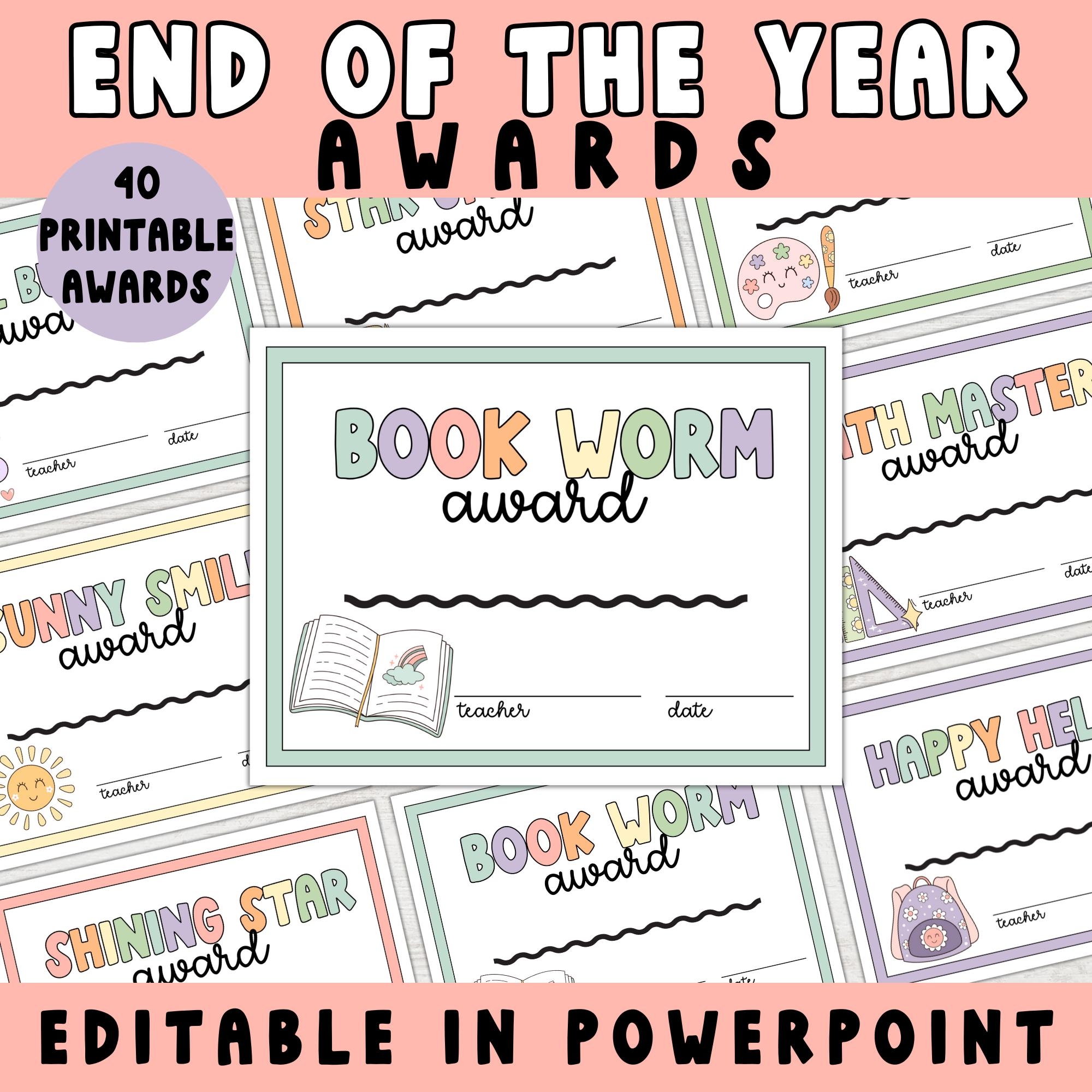 Editable And Printable End Of The Year Award Certificates Fun Student Awards For Last Day Classroom Rewards Printable Certificate Gift Etsy