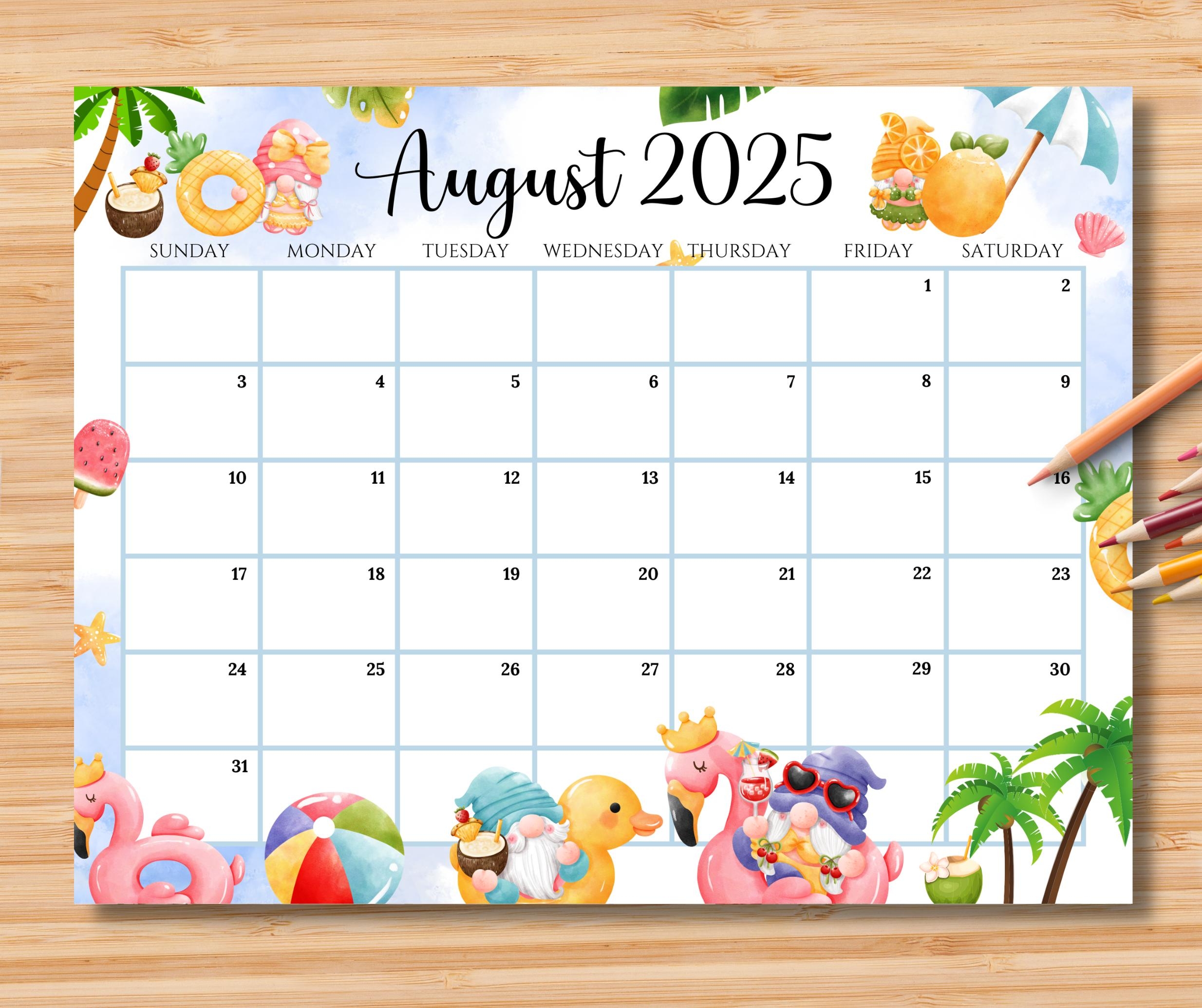 Calendar Month Of August 2025