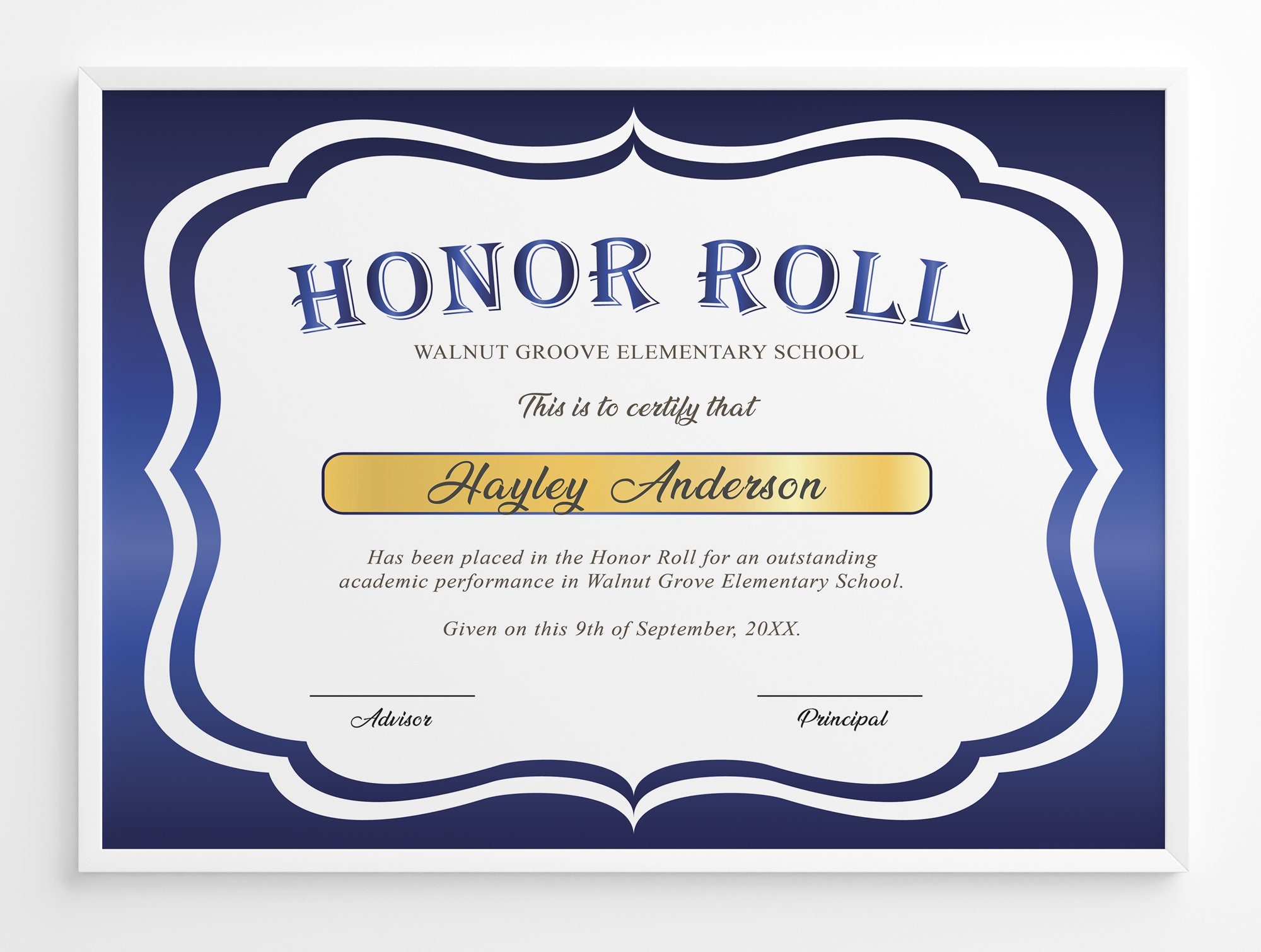 A Honor Roll Certificate Free Printable