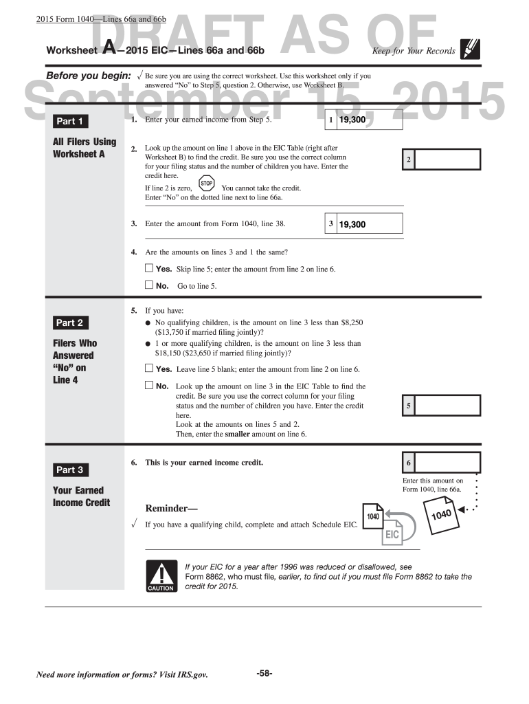 Eic Worksheet B 2023 Fill Online Printable Fillable Blank PdfFiller