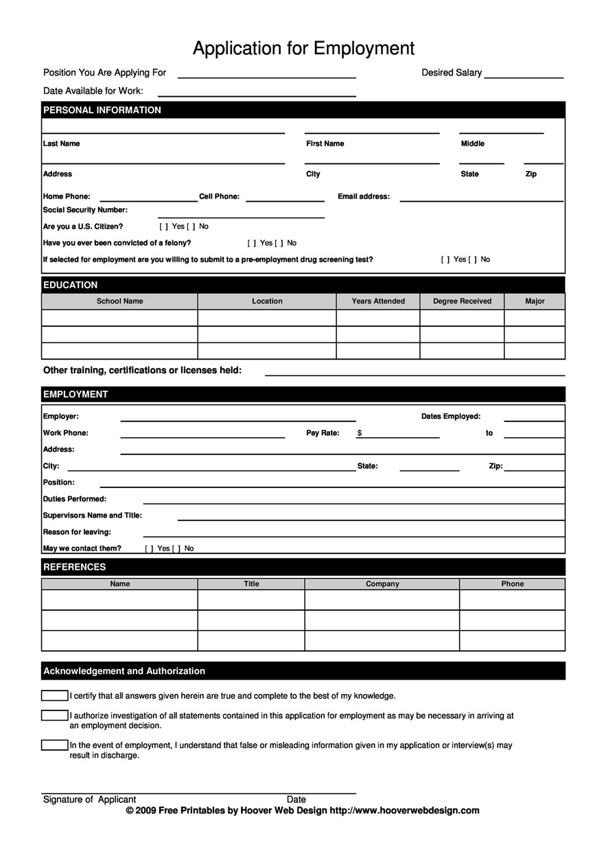 Employment Application Form 37 Free Forms Guide Blue Layouts