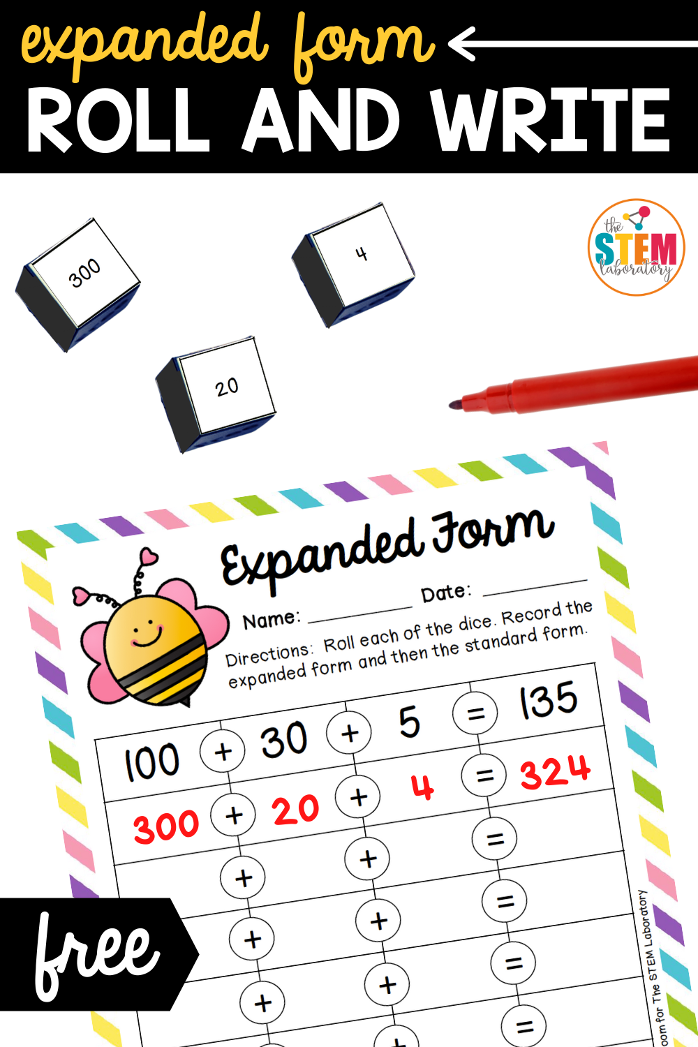 Expanded Form Roll And Write The Stem Laboratory