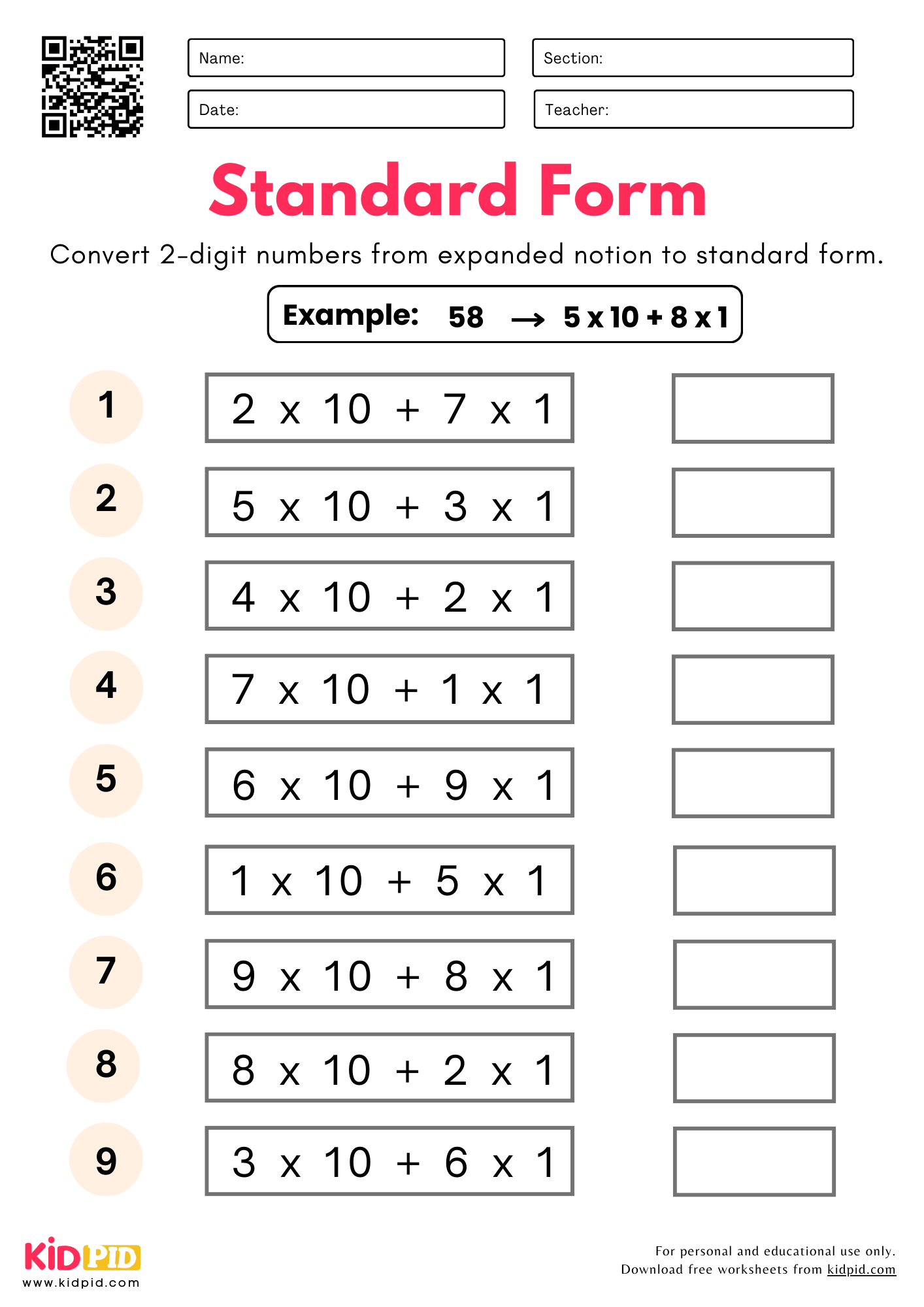 Standard Expanded And Word Form Printable Games
