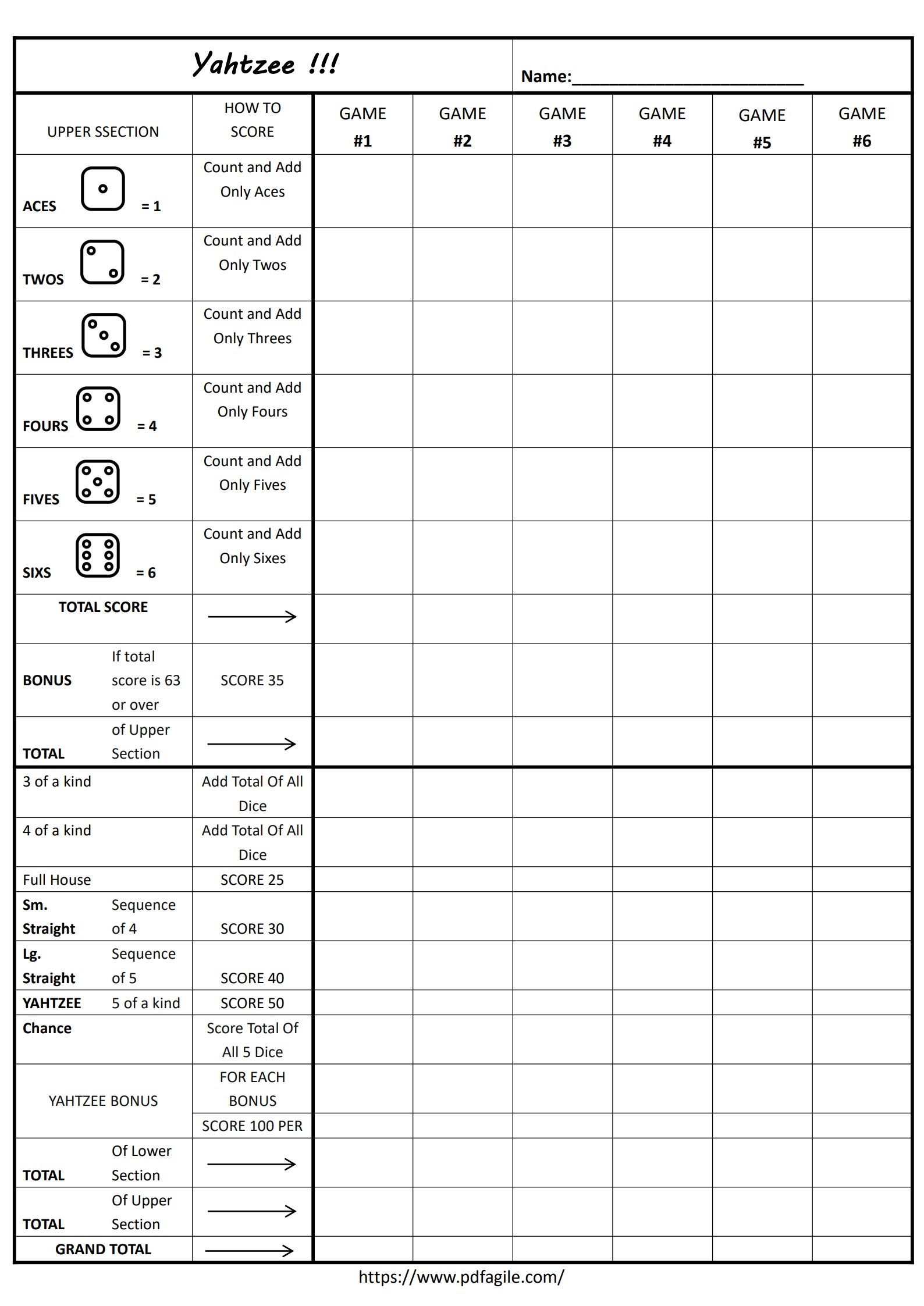 Free Printable Farkle Score Sheets