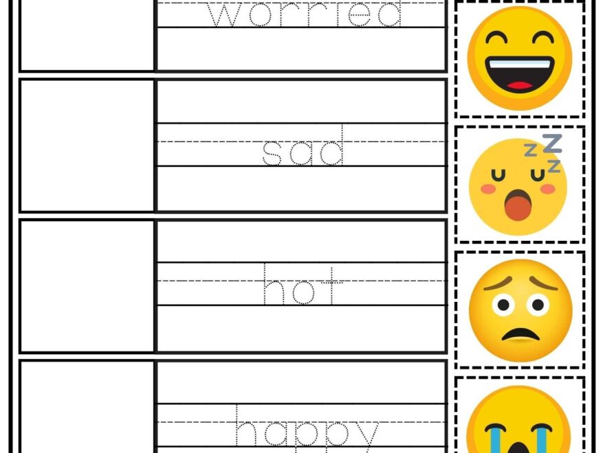 Feelings And Emotions Cut And Paste Worksheet For Children And ESL Students Free PDF Download Ezpzlearn