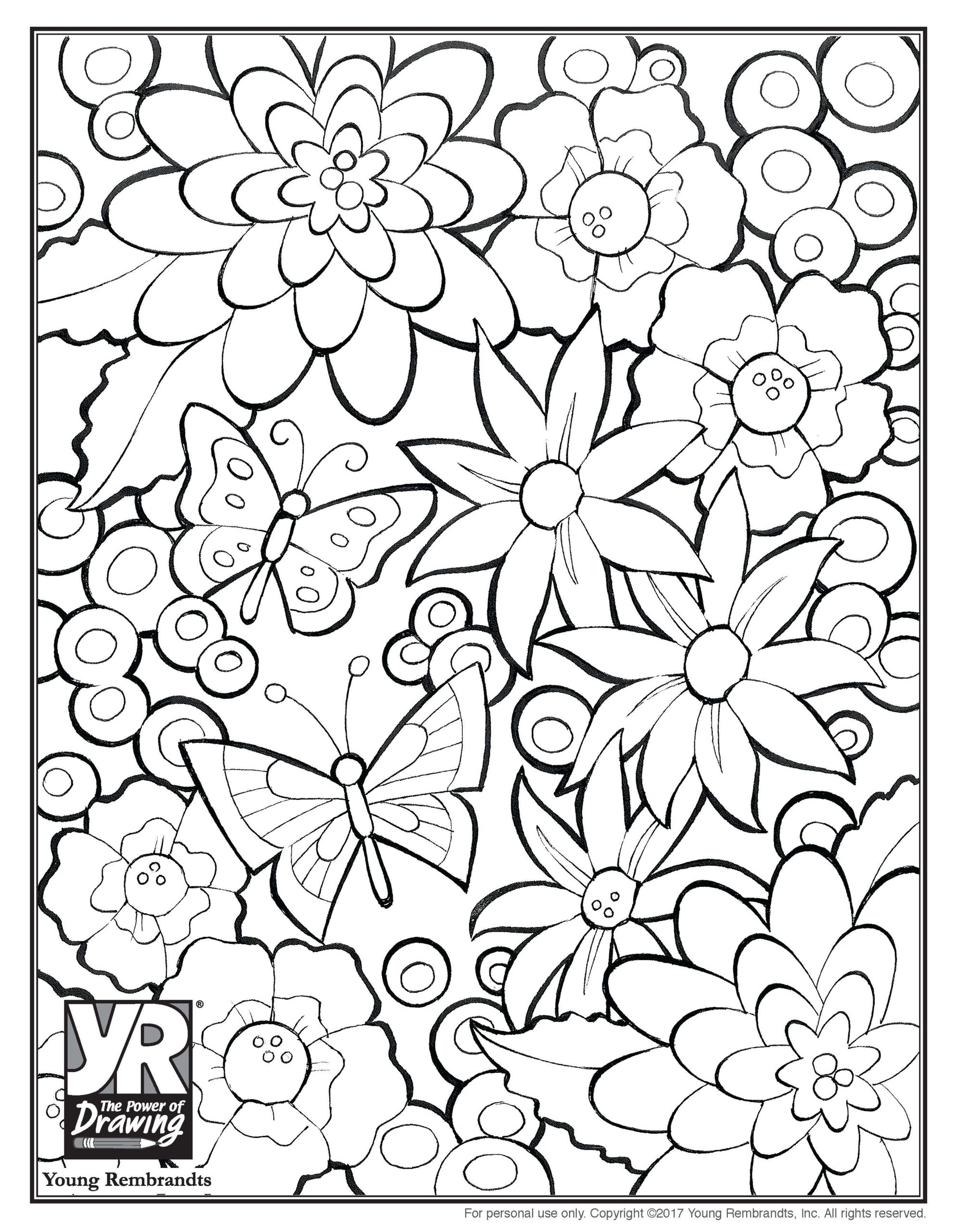 Young Adult Coloring Pages Flowers Printable