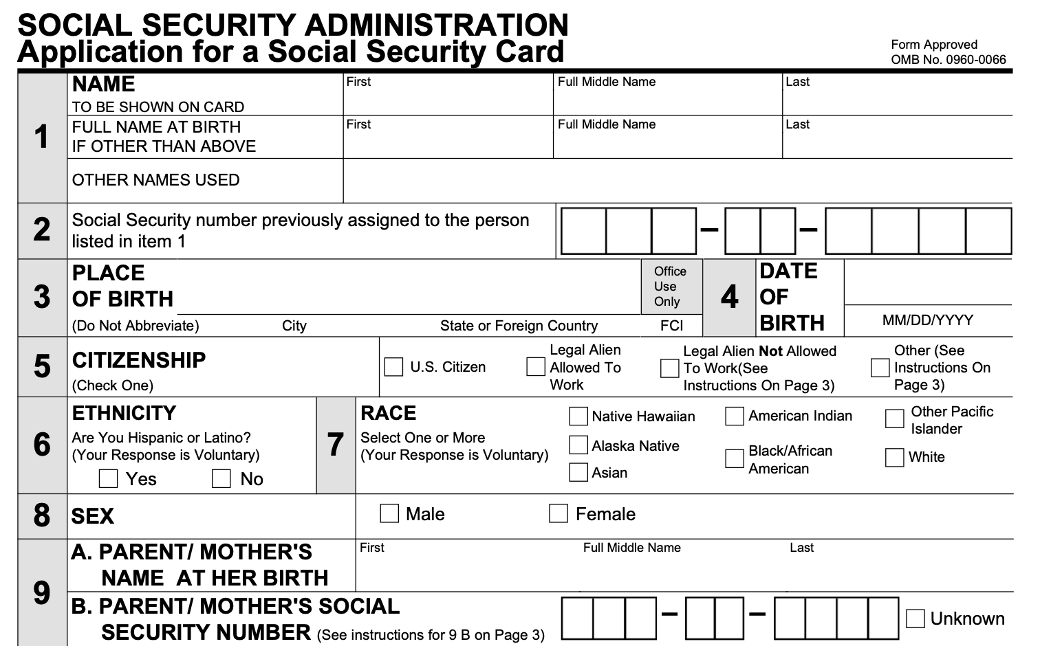 Form SS 5 Social Security Card Replacement Form Smallpdf