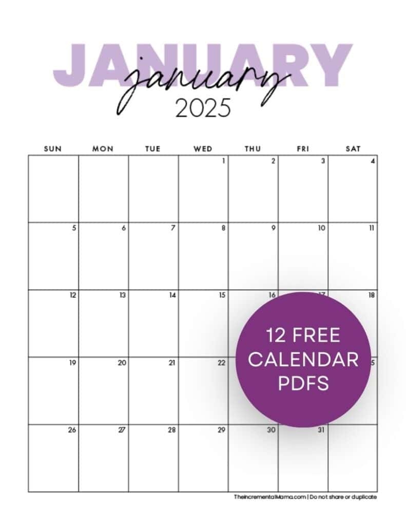 Blank Calendar For 2025 Printable