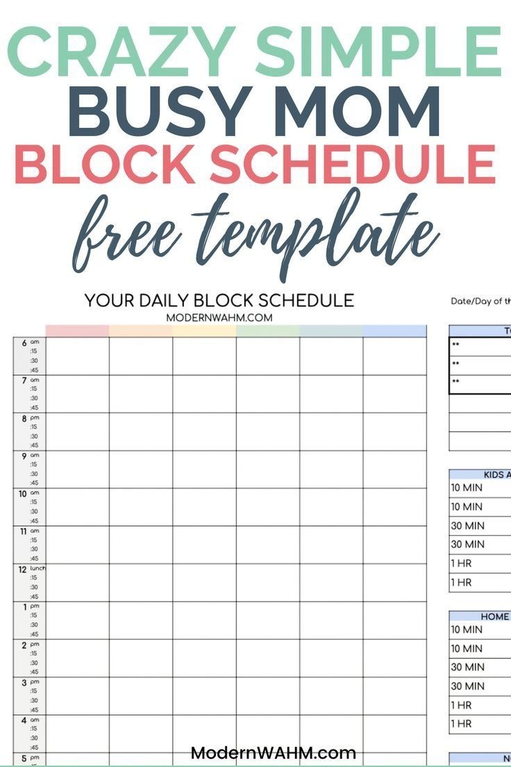 Free 40 Hour Work From Home Mom Daily Planner Template