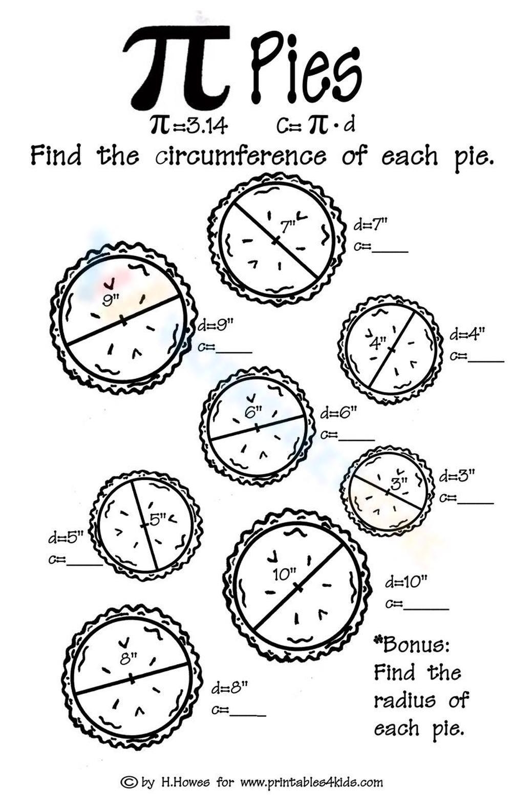 Free Collection Of Pi Day Worksheets For Students Worksheets Library