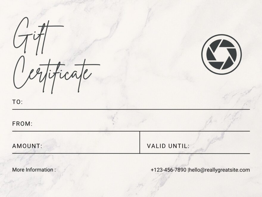 Free Custom Photography Gift Certificate Templates Canva