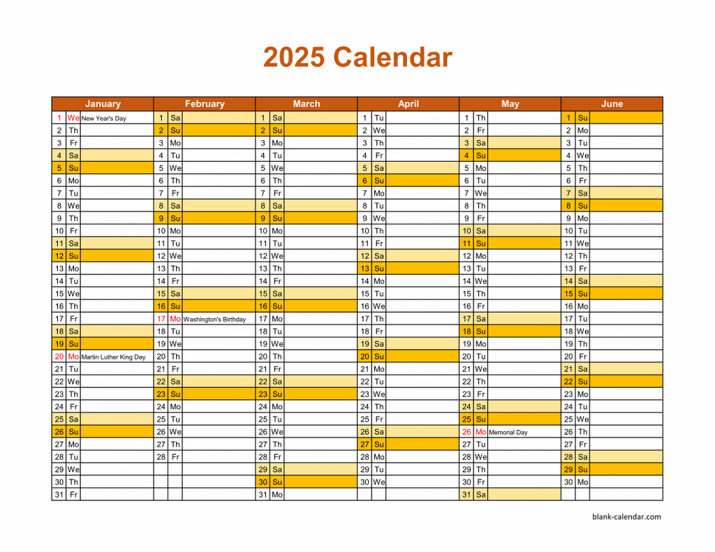Free Download Printable Calendar 2025 Month In A Column Half A Year Per Page