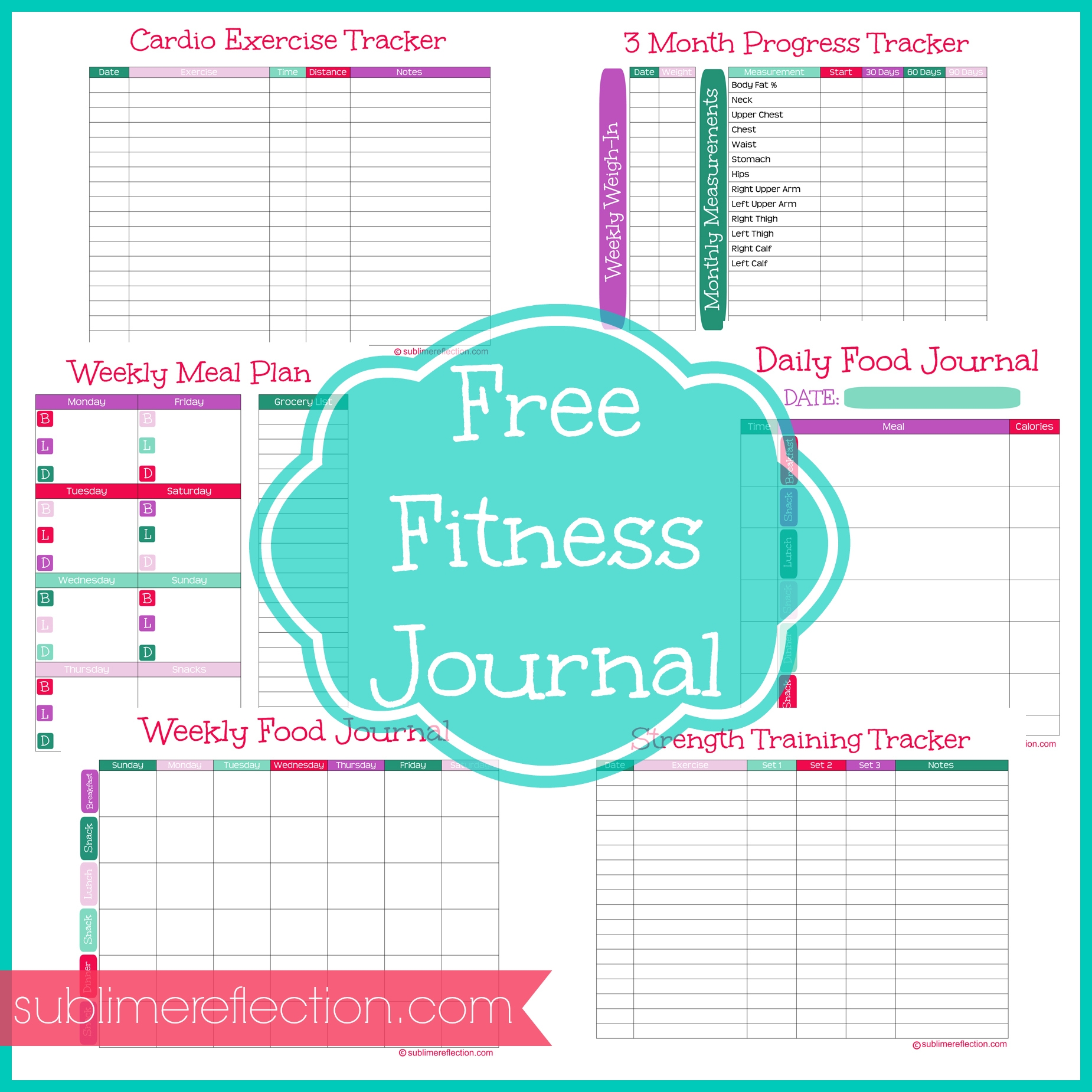 FREE Downloadable Fitness Journal Sublime Reflection