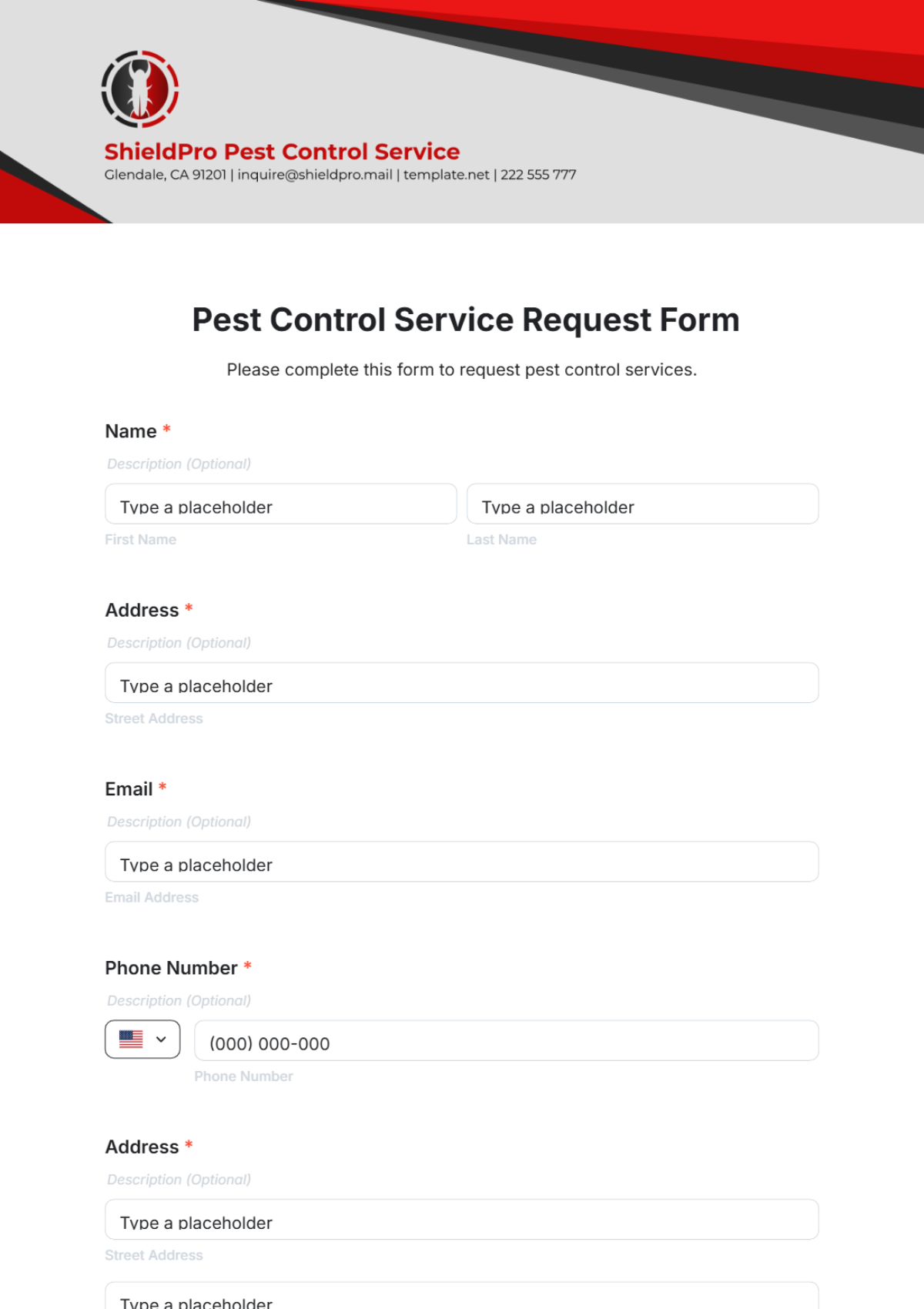 Free Printable Forms Pest Control
