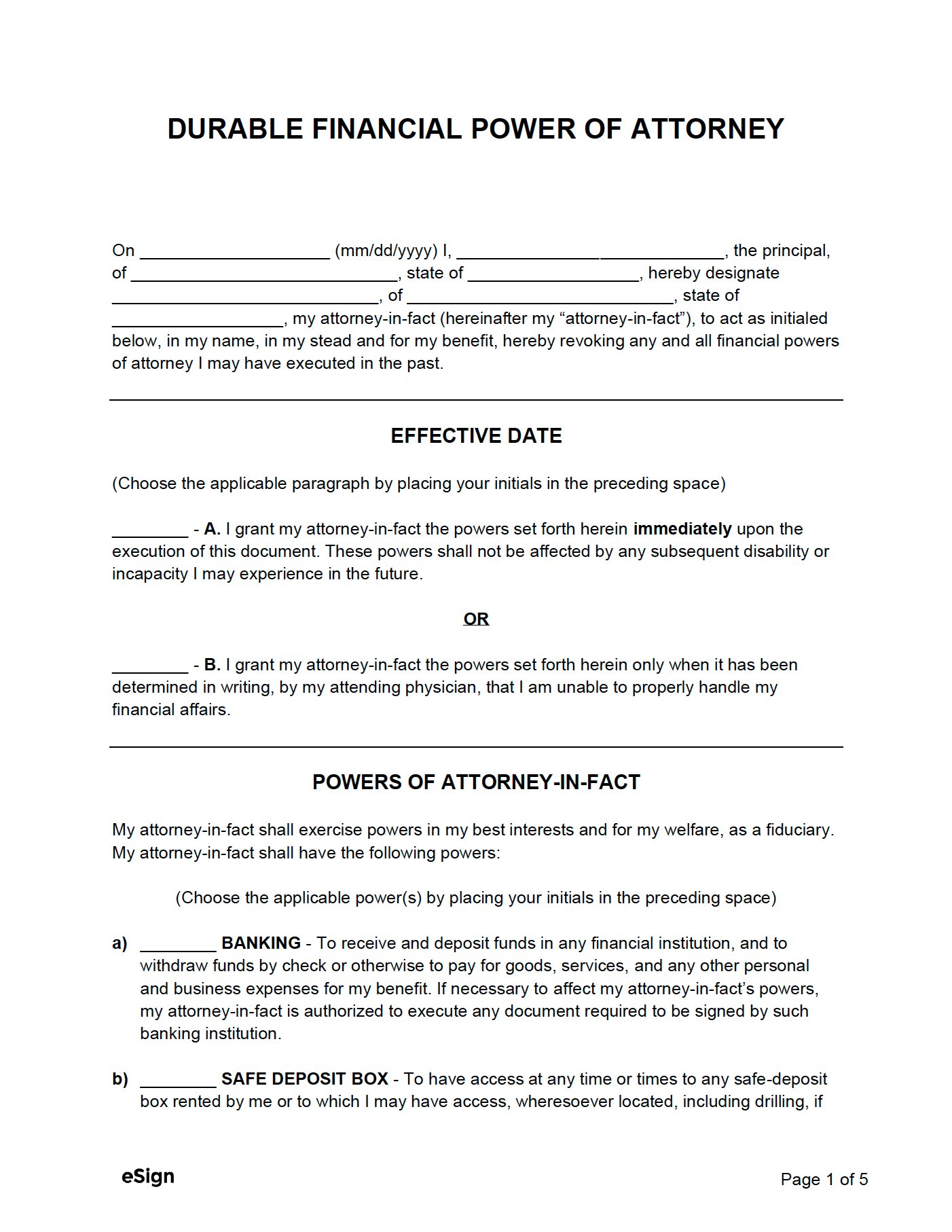 Free Power Of Attorney Forms 12 PDF Word