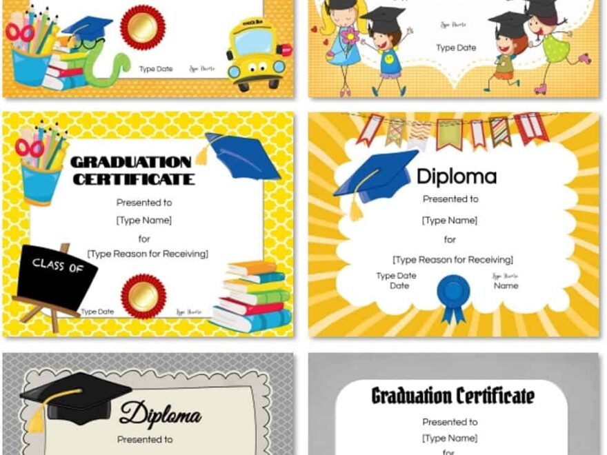 FREE Preschool And Kindergarten Graduation Certificate Templates
