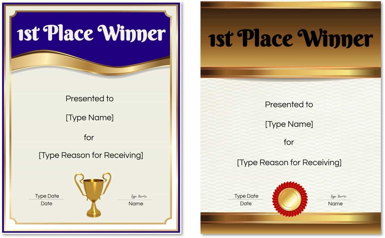 FREE Printable And Editable Winner Certificate Template