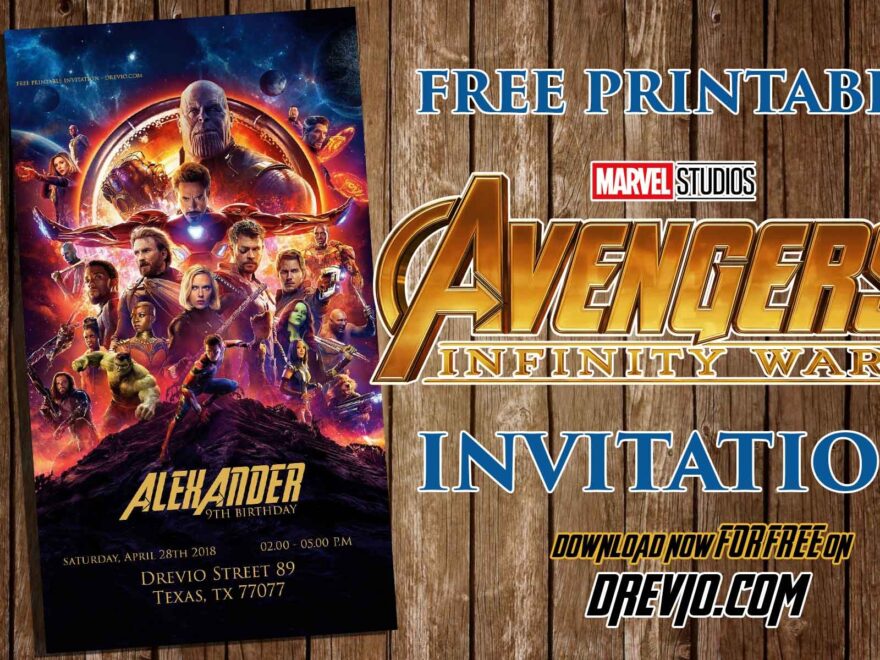 FREE Printable Avengers Infinity Wars Birthday Invitation Template Worksheets Library